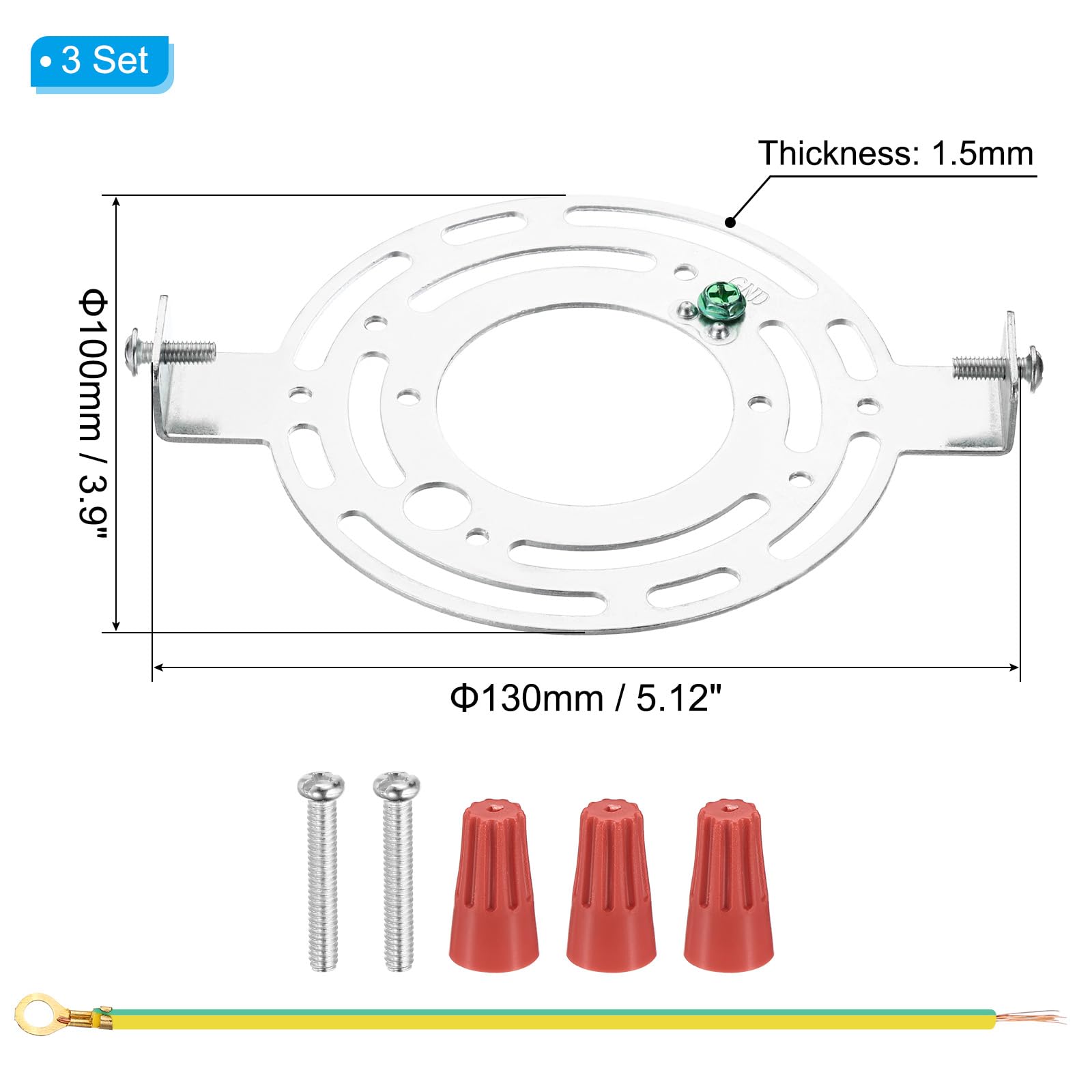 Patikil 130Mm (5.12'') Universal Light Fixture Mounting Bracket Kit, 3 Set Light Crossbar Round Ceiling Plate With Screw For Wal