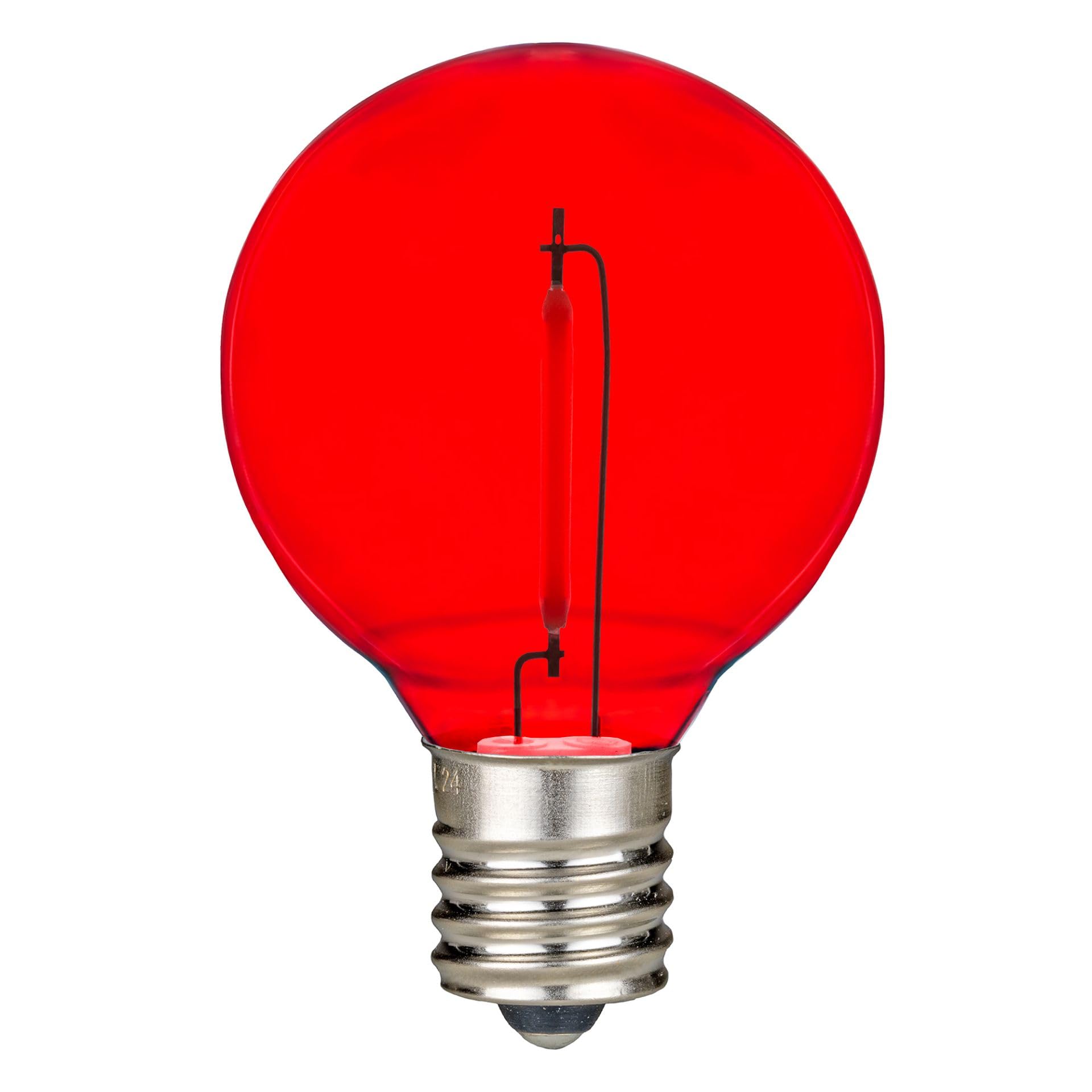 Novelty Lights 25 Pack Red G40 Led Filament String Light Bulbs  E12/C7 Candelabra Base  5 Watt Equivalent  Shatterproof Replacement Bulbs For Patios  Canopy Lighting