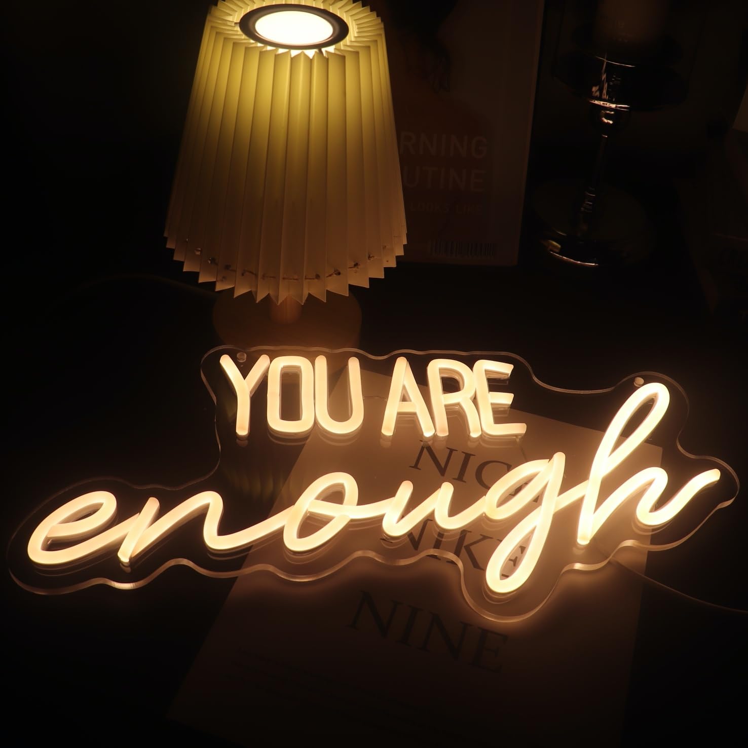 QiaoFei Neon Sign - inYou Are Enoughin USB Powered with Dimmer, 16.54x7.28 inches, Warm White, Model QFLGT240604010