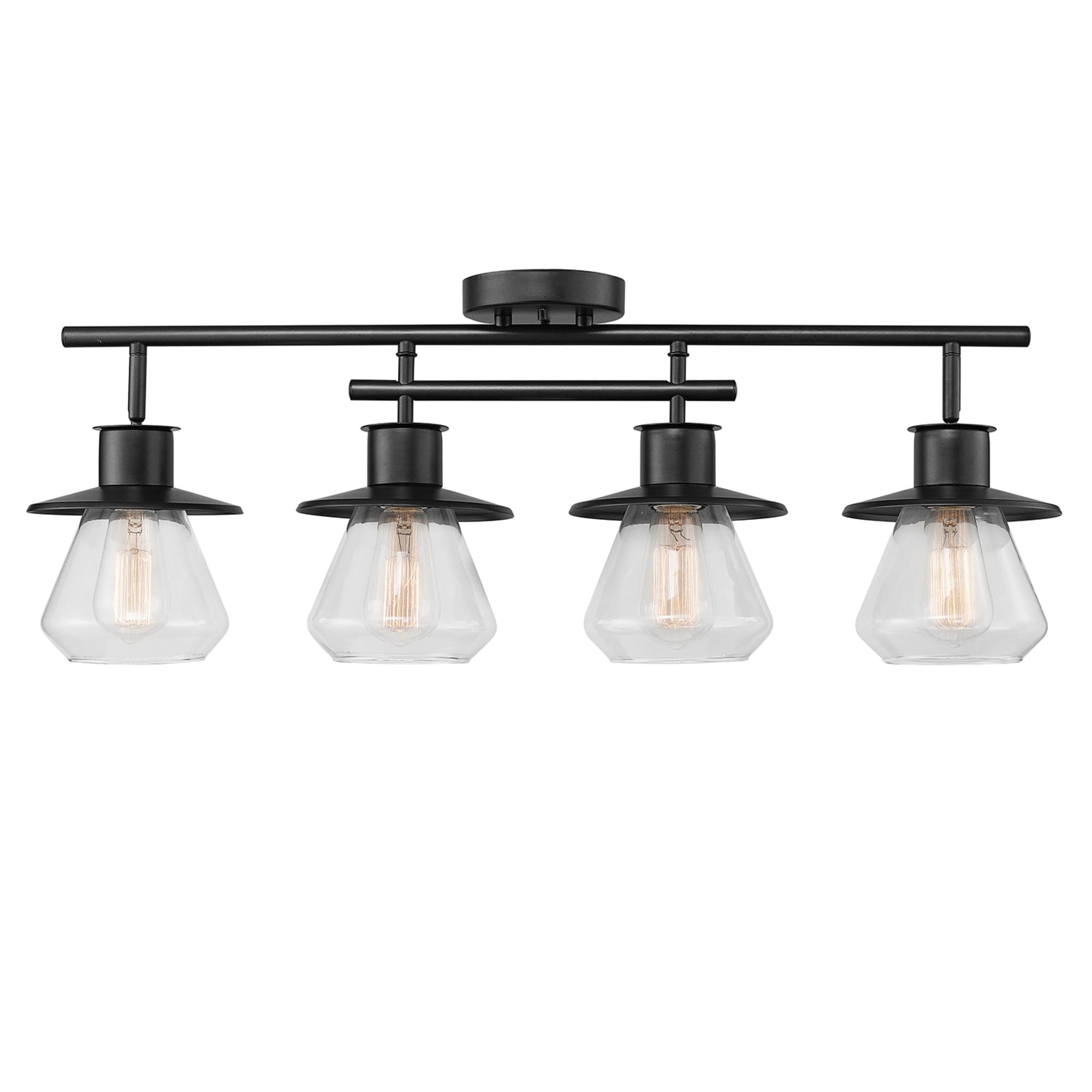 Globe Electric 59530 4-Light Track Lighting Kit, Dark Bronze, Metal, Clear Glass Shades, Ideal for Kitchen and Dining Room