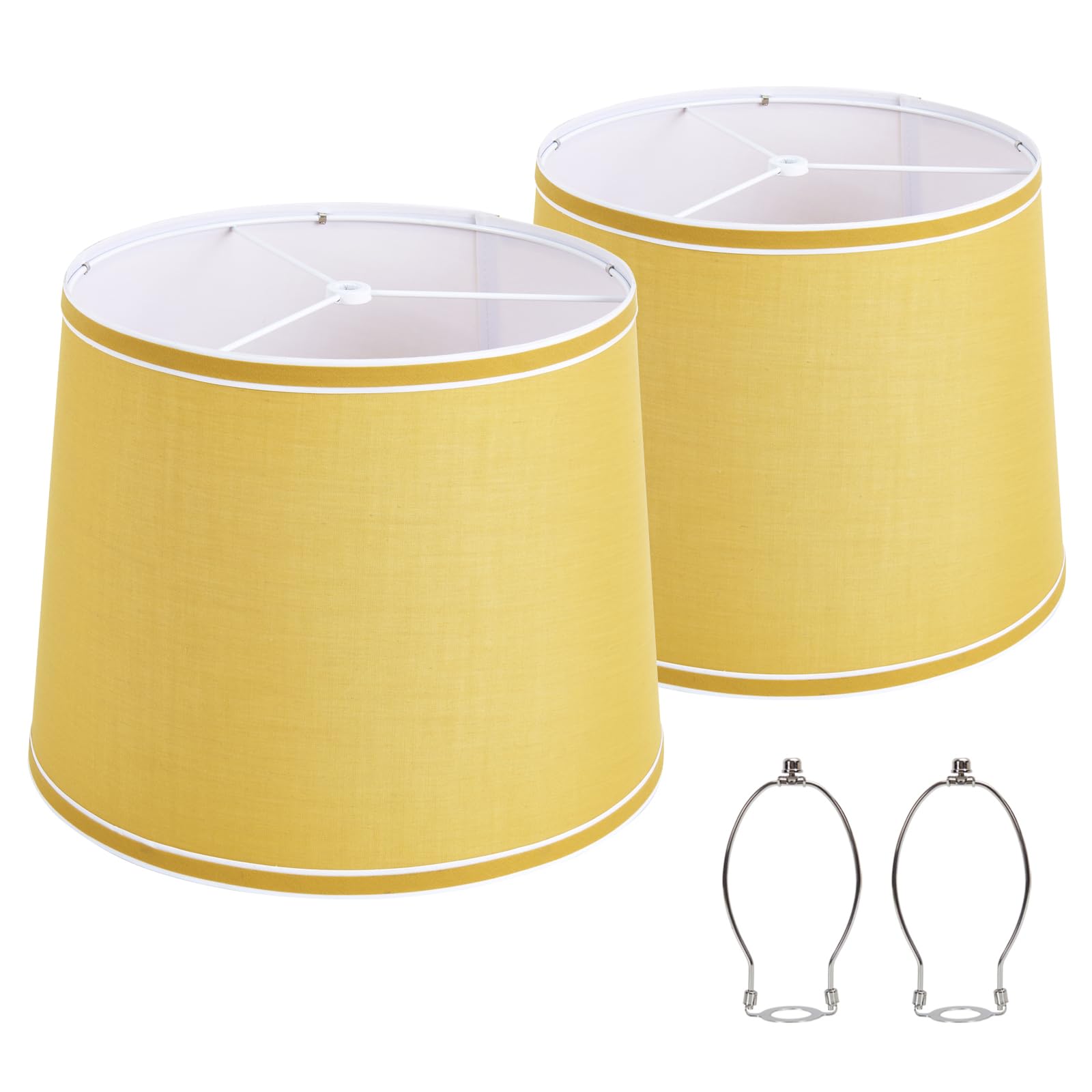 Lamp Shades Set of 2, Drum Lampshades, Lampshade 10 Inches Height, Lampshades for Table Lamp, Floor Lamp, Pendant Light, Yellow 