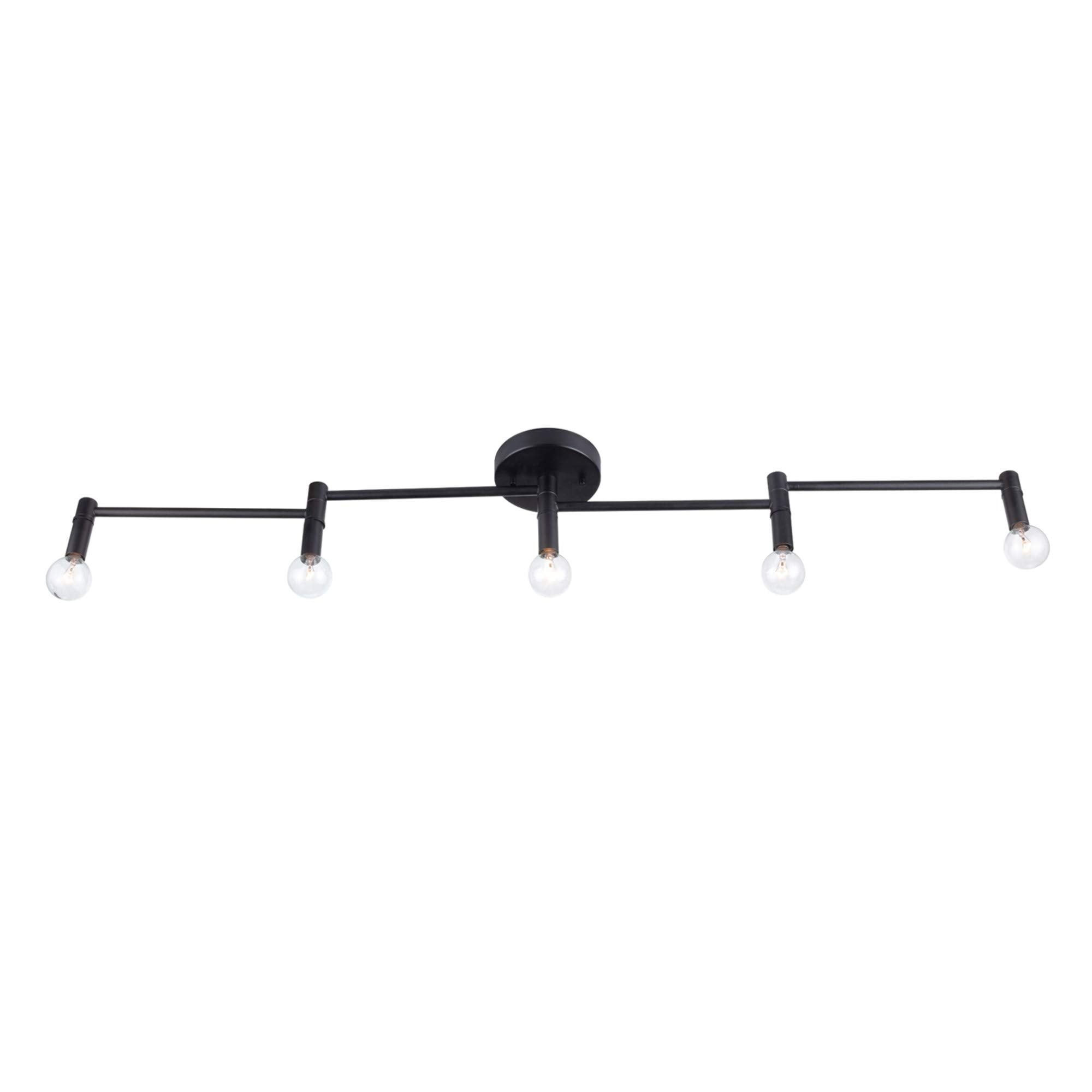 Globe Electric Tempo 5-Light Track Lighting, Matte Black, Model 59969, Metal Construction