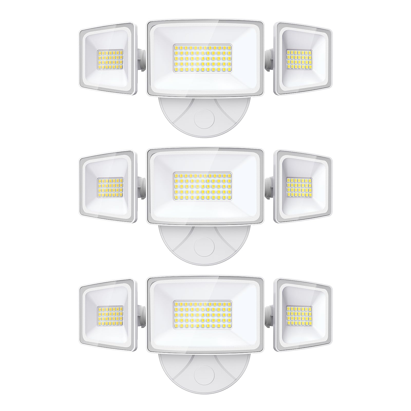 Onforu 60W LED Security Light, 6000LM Outdoor Flood Light, 3 Adjustable Heads, IP65 Waterproof, White, Model BDB60-3