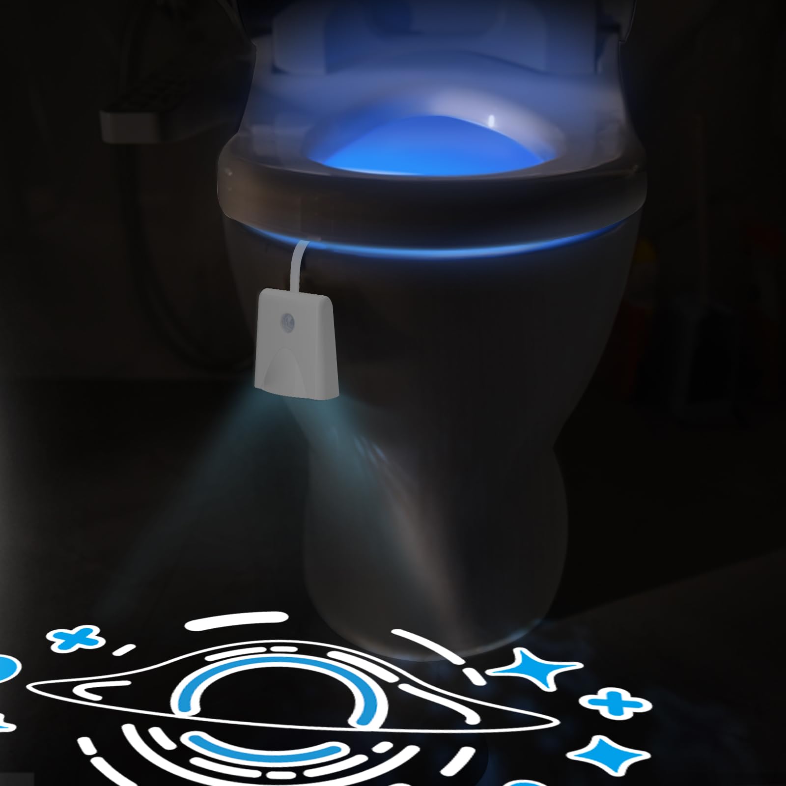 LAVAED Motion Sensor Toilet Light, 16 Color Changing, Rechargeable, Waterproof, 1 Pack, Acrylonitrile Butadiene Styrene, Indoor Use