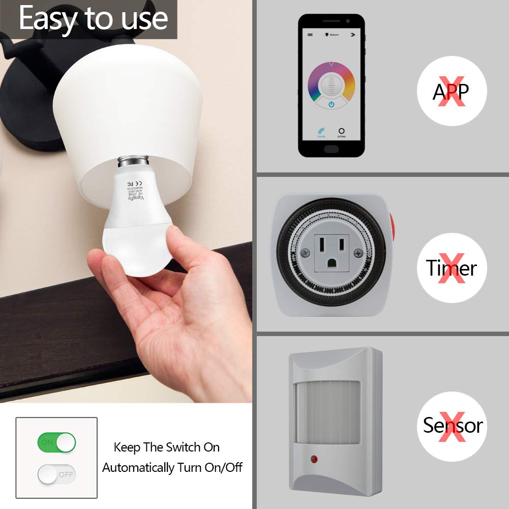 Vgogfly Dusk to Dawn LED Light Bulbs, 7W E26/E27, Warm White, 2 Pack, Automatic On/Off for Indoor/Outdoor Use
