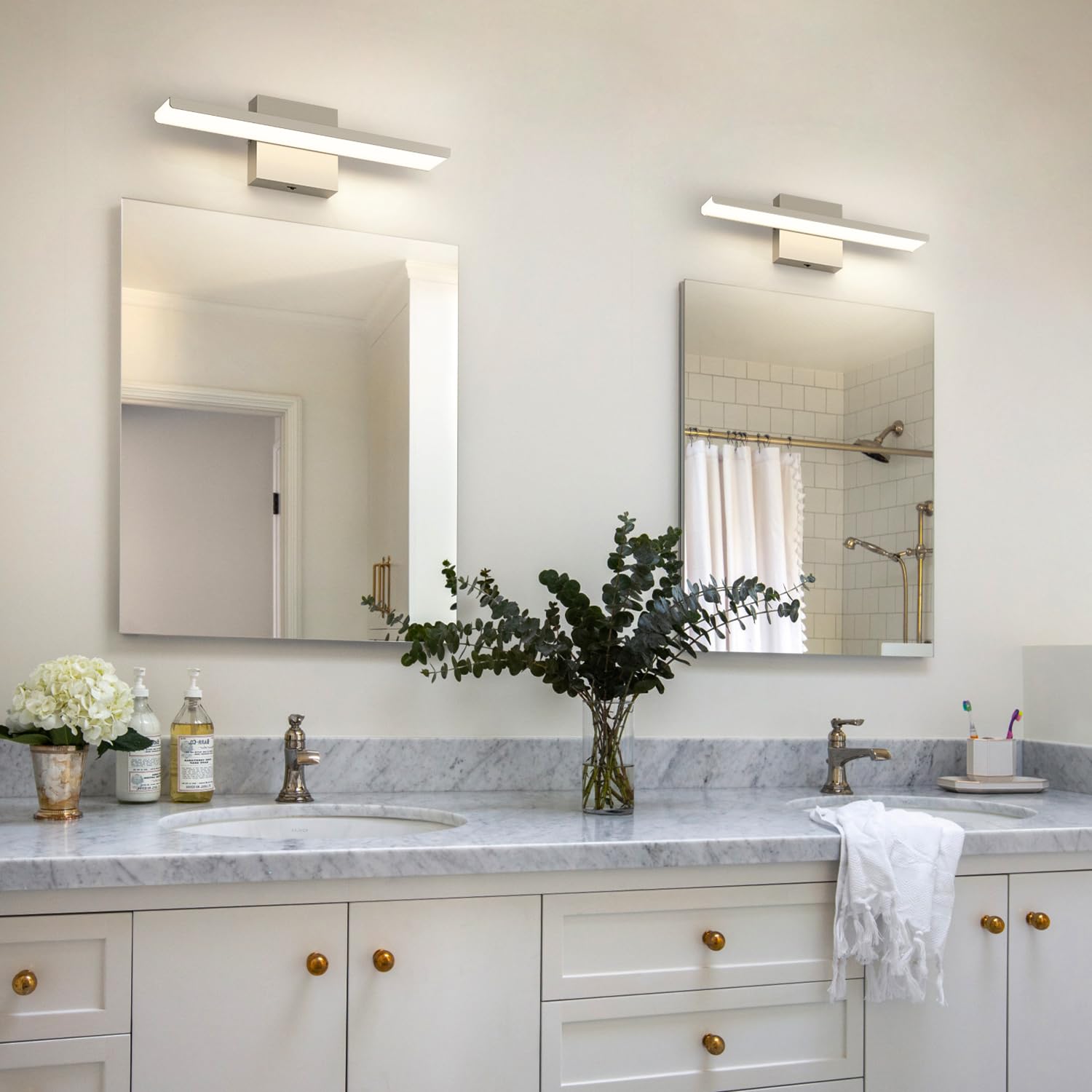 JUSHENG Brushed Nickel Vanity Light Bar 16W Dimmable 16'' Acrylic Model 6330 ETL Certified