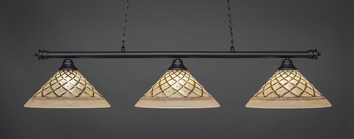 Toltec Lighting Oxford 3 Light Island In Matte Black (373-Mb-718)