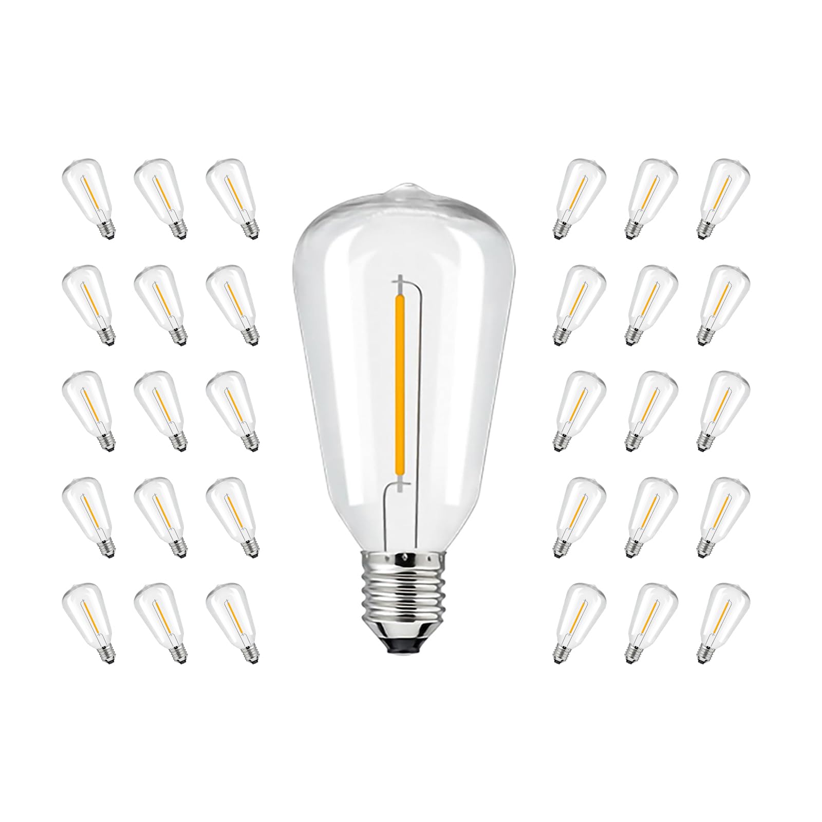 Chyparty 25 Pack St38 Led Replacement Bulbs, Shatterproof 1W (Equivalent To 5W Incandescent), E12 Base, Clear Plastic, Warm Whit