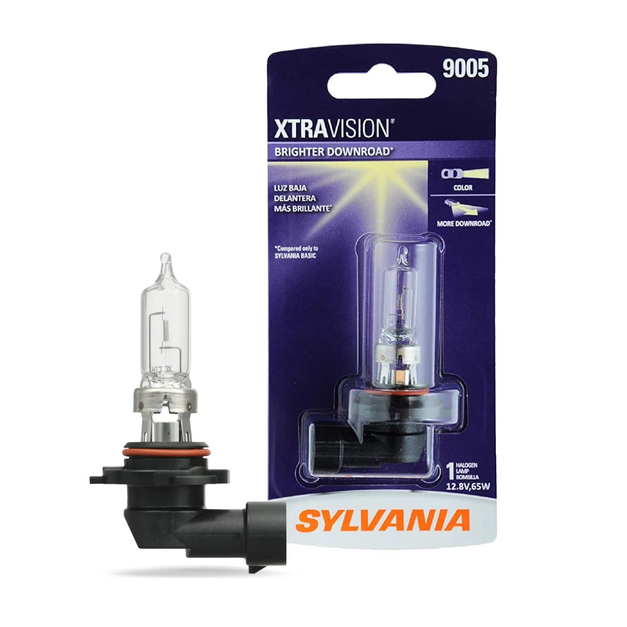 SYLVANIA 9005 XtraVision Halogen Headlight Bulb - High Beam, Low Beam, Fog Replacement - Black - 1 Bulb