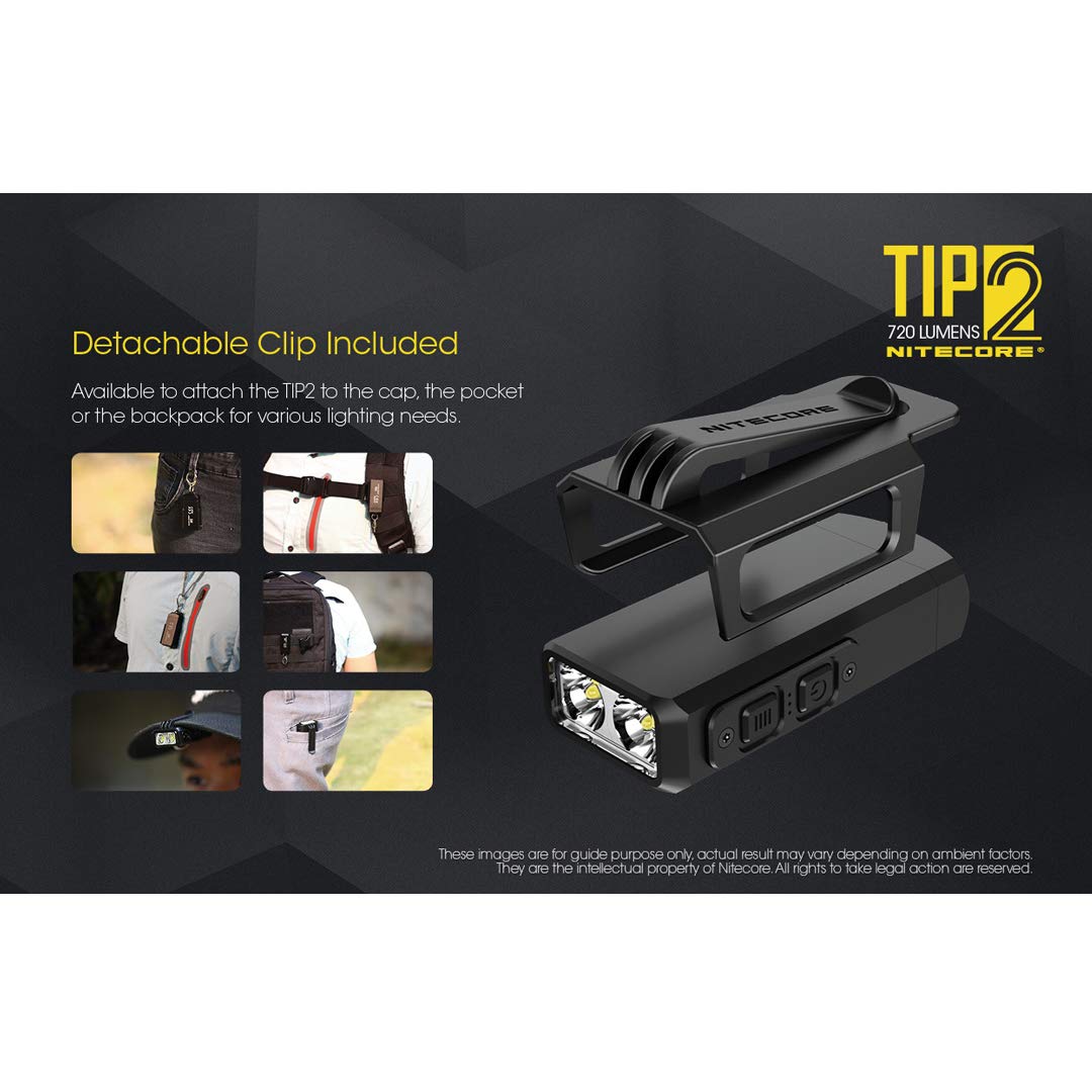Nitecore Tip 2 (Tip2) Keychain Flashlight, 720 Lumen Led High Lumen Usb Rechargeable For Edc Pocket With Lumentac Charging Cable