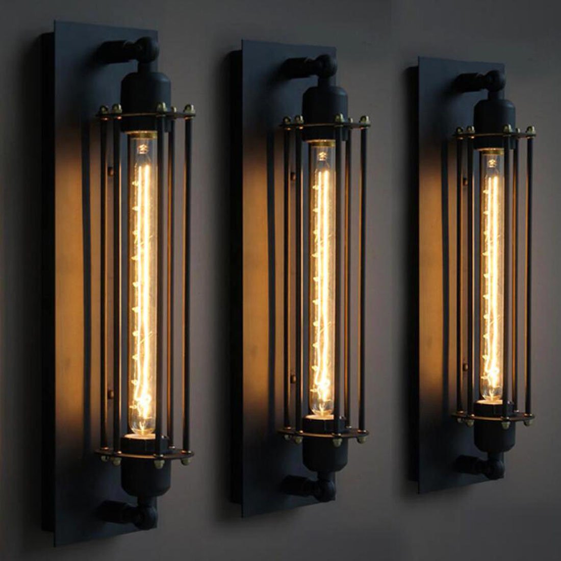 GOENDR Amber Vintage Edison Bulb, Dimmable Tubular, E26 Base, Warm White, 4 Count Pack, Glass