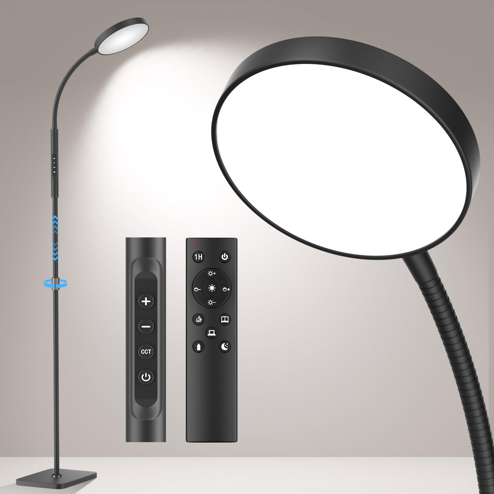 Pacovy Floor Lamp, Adjustable Height Floor Lamps For Living Room Bedroom, 120 Led Super Bright Standing Lamp Remote & Touch Cont