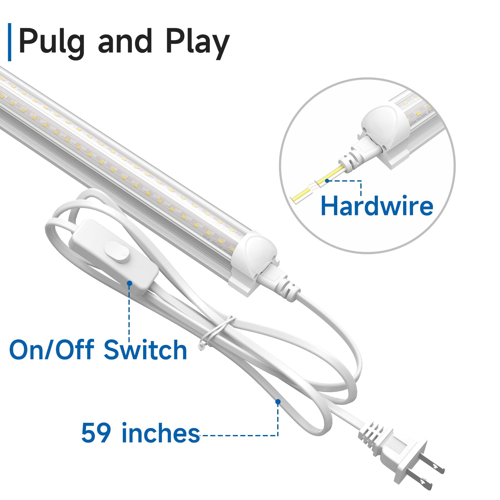 Shinestar 12-Pack 8Ft Led Shop Light Fixture, 72W 9000Lm 5000K Daylight, Linkable T8 Tube Lights For Garage, Workshop, Basement, Plug-And-Play Installation