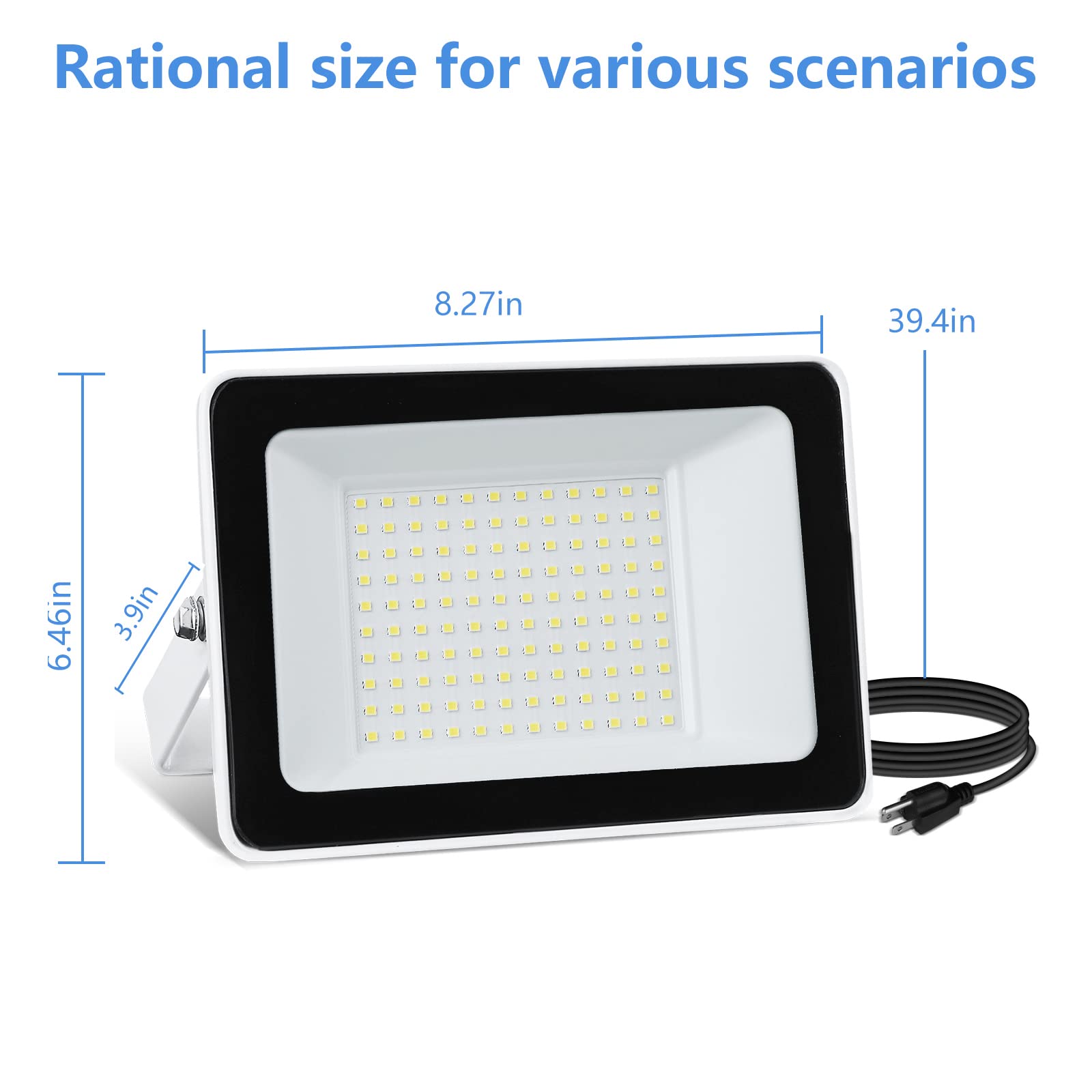 UFOND 100W LED Flood Lights, 10000 Lumens, Portable Waterproof, Adjustable Angle, 2 Pack - White/Black
