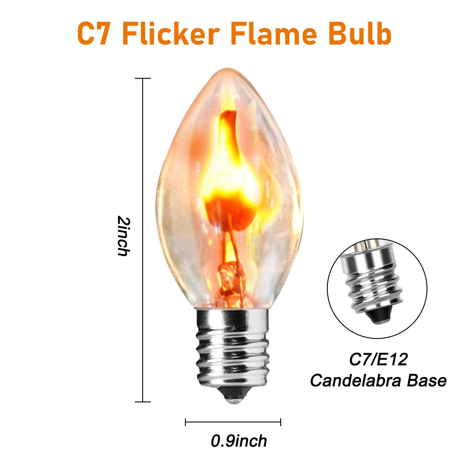 GOOTHY C7 Flickering Flame Light Bulbs, 25 Pack, 1W Clear Glass, E12 Candelabra Replacement for Christmas Window Candles