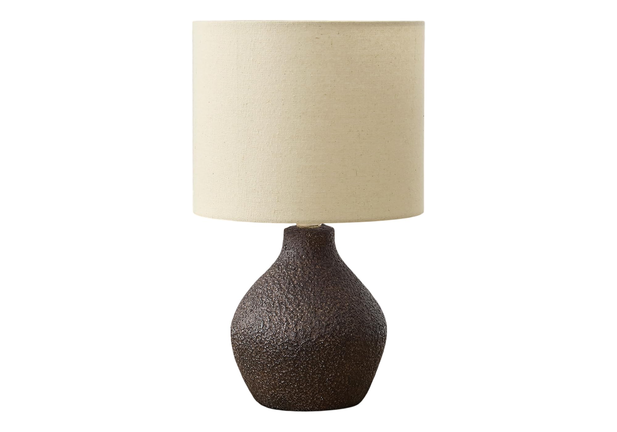 Monarch Specialties Table Lamp I 9772, 16in H, Brown Resin, Beige Shade, Contemporary Design, 9.5inL x 9.5inW