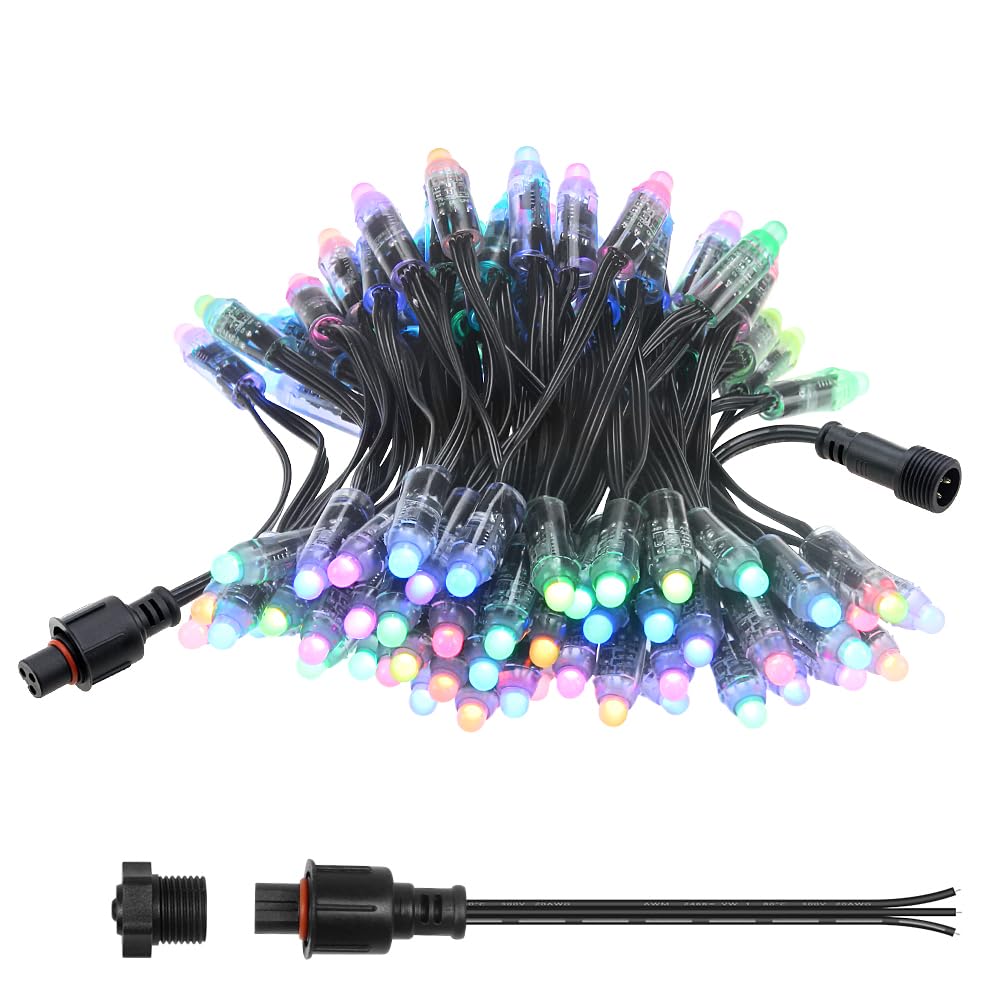 ALITOVE WS2811 12V LED Pixel Lights with xConnect Pigtail Individually Addressable RGB IC Pixel String Lights 100pcs IP68 Waterp