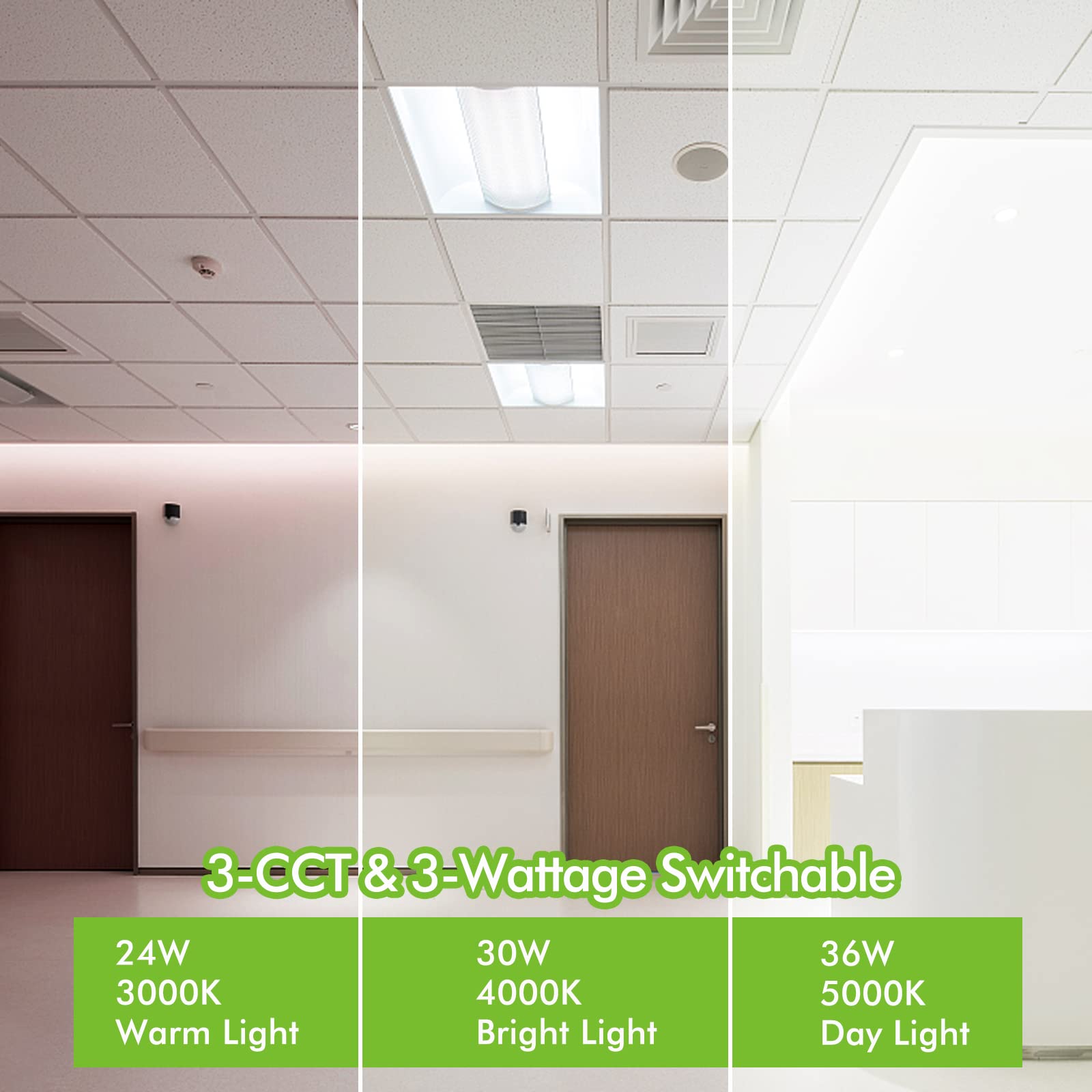 Hykolity 2X4 Led Troffer Panel Light, 36W/42W/50W,3500K/4000K/5000K Tunable, 0-10V Dim For Led Drop Ceiling Light Fixture,Led Tr