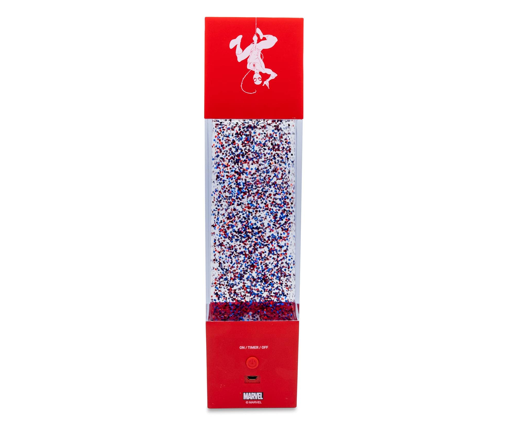 Ukonic Marvel Spider-Man USB Glitter Motion Lamp - 12 Inch LED Nightstand Light for Bedroom, Desk, Living Room Decor