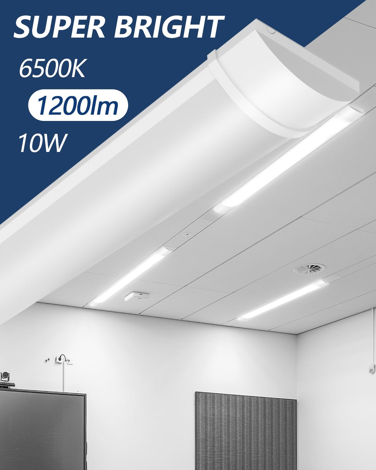 Sararoom 1FT LED Shop Light Fixture, 10W, 1200lm, Cold White, Aluminum, Model: Neon LED, No Plug, 30cm for Office/Home/Bas