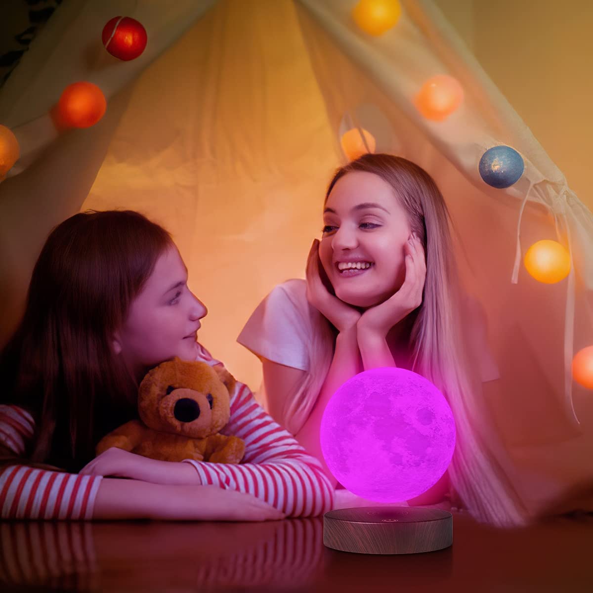 Vgazer Levitating Moon Lamp - 3D Printed, 16 Color Modes, Remote Control, Unique Gifts For Christmas, Room Decor, Office Desk