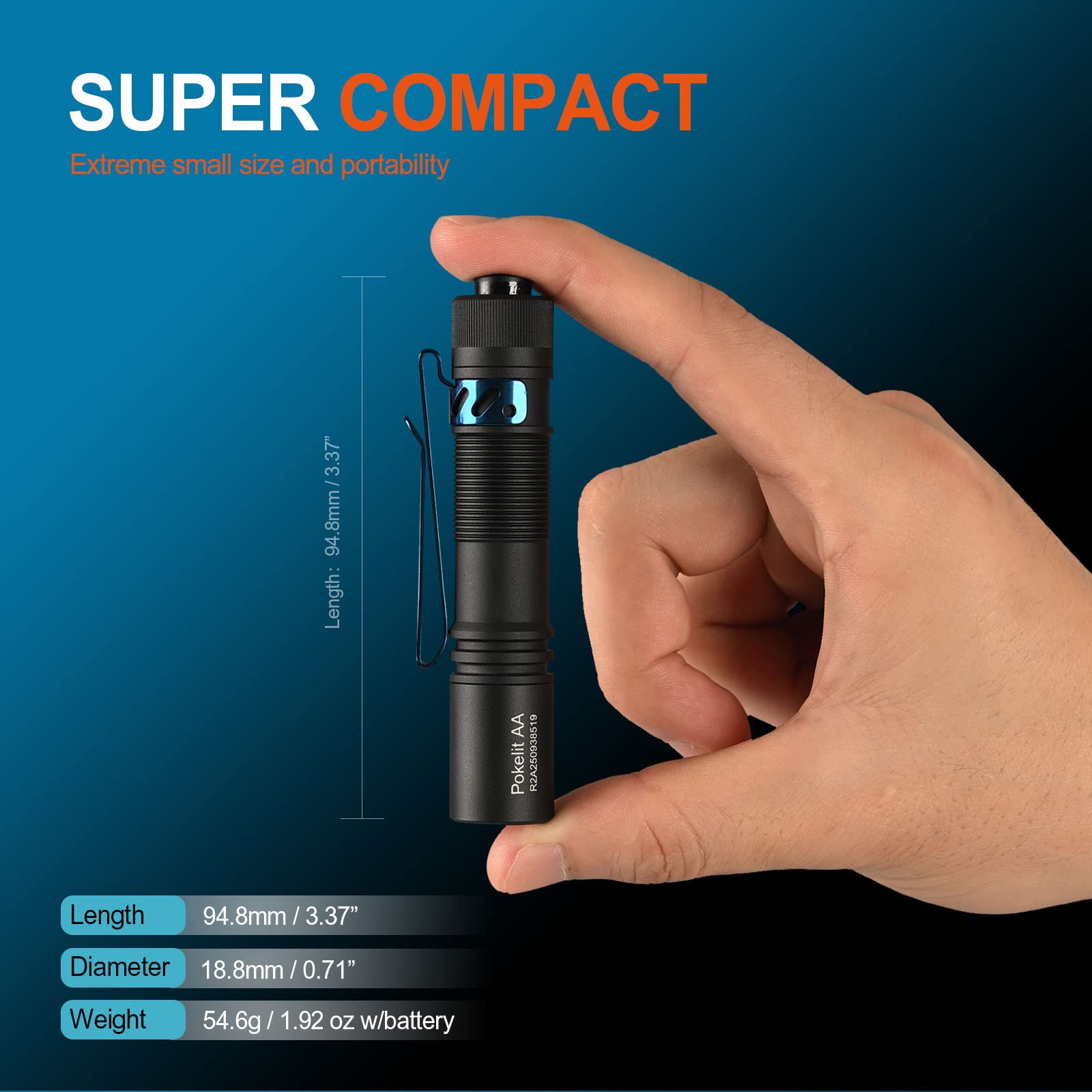 ACEBEAM Pokelit AA Rechargeable Mini Flashlight with Clip, 550 High Lumens Pocket EDC Flashlight, Super Bright Small Flashlight,
