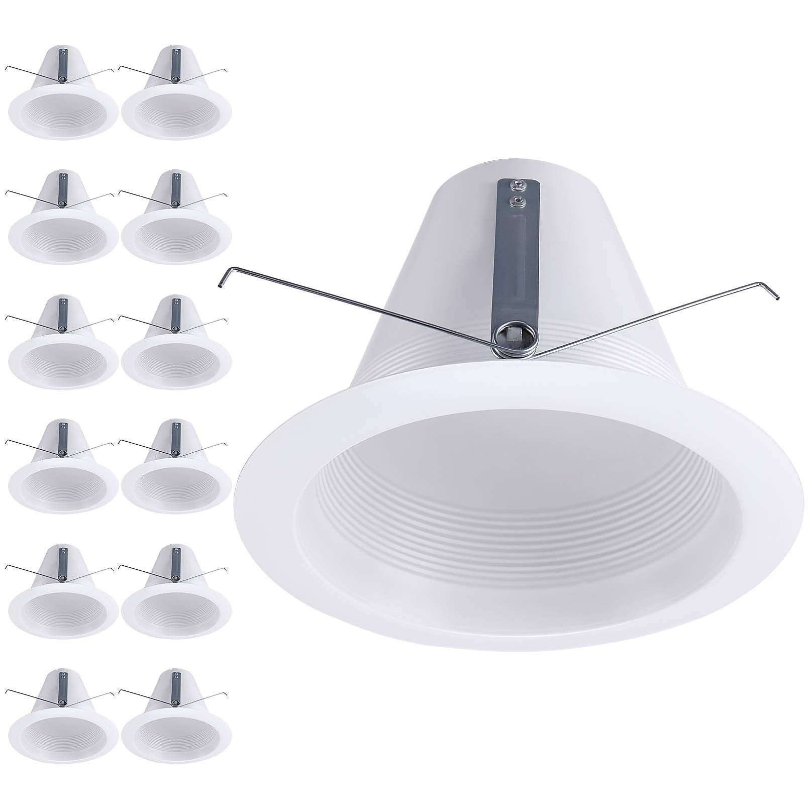 TORCHSTAR 12-Pack Recessed Can Light Trim, IC-Rated, Anti-Glare, 6 Inch, White, Model XO1LRLT-6-12PWHT-IR
