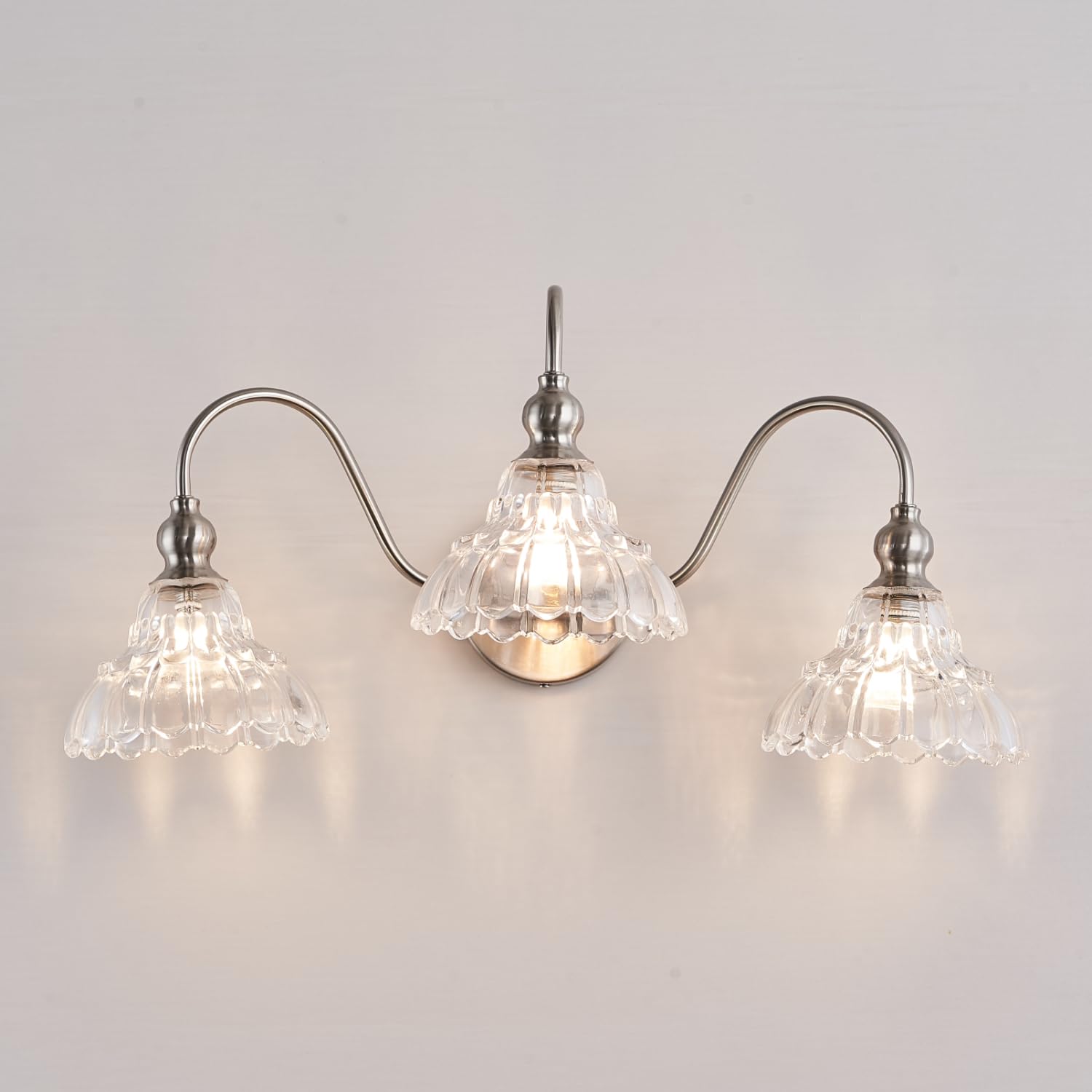 Tlolgt 3-Light Brushed Nickel Bathroom Vanity Light Fixtures Vintage Bathroom Light Vanity Lighting Fixtures For Living Room Over Mirror