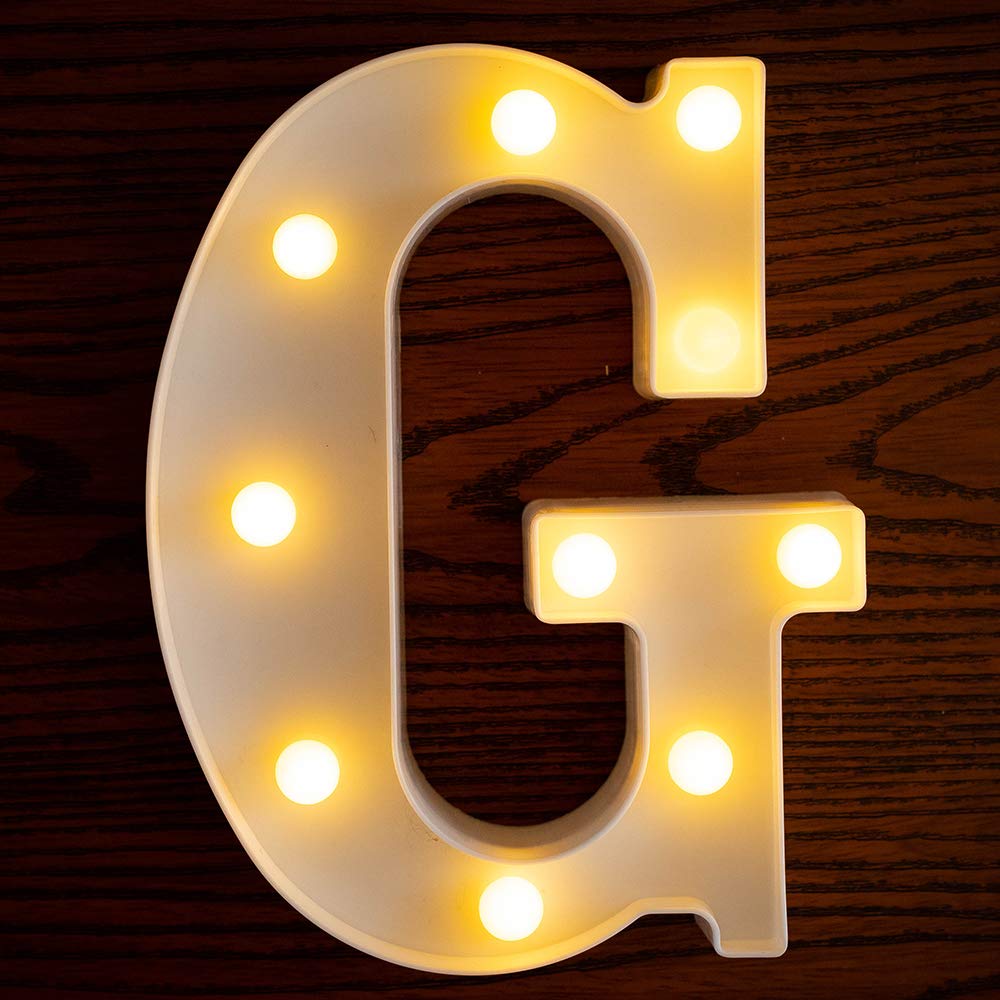 Yorulory LED Letter Lights Sign Letters Light Up Letters Sign for Night Light Wedding Birthday Party Battery Powered Christmas Lamp Home Bar (G)