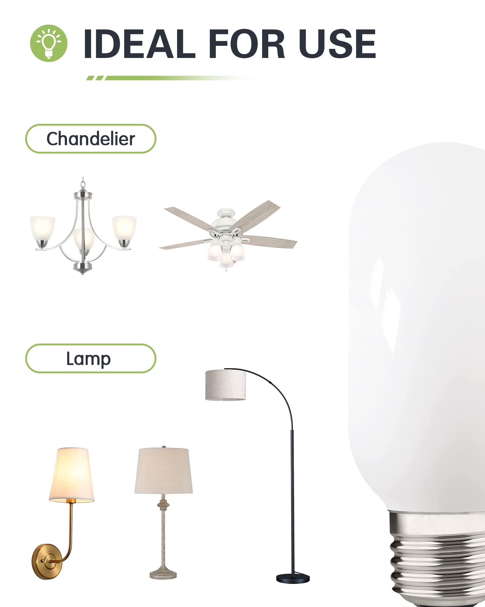 Generic T45/T14 LED Bulb, Dimmable E26, 4W Soft White 3000K, 400LM, Milky Glass, 3 Pack
