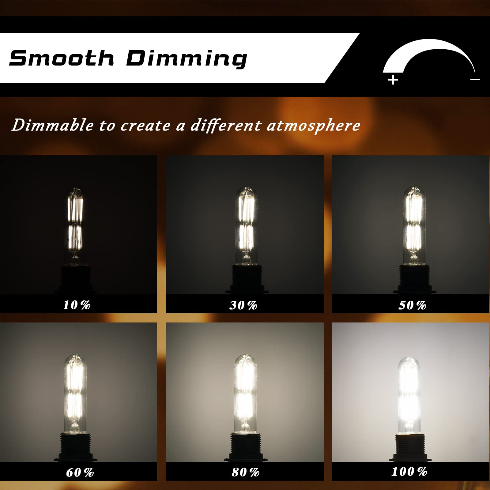 Create Bright Candelabra Led Light Bulbs T10 Tubular Edison Led Filament Bulb 8W E26 Daylight White 5000K,Clear Glass,960Lm,12 P