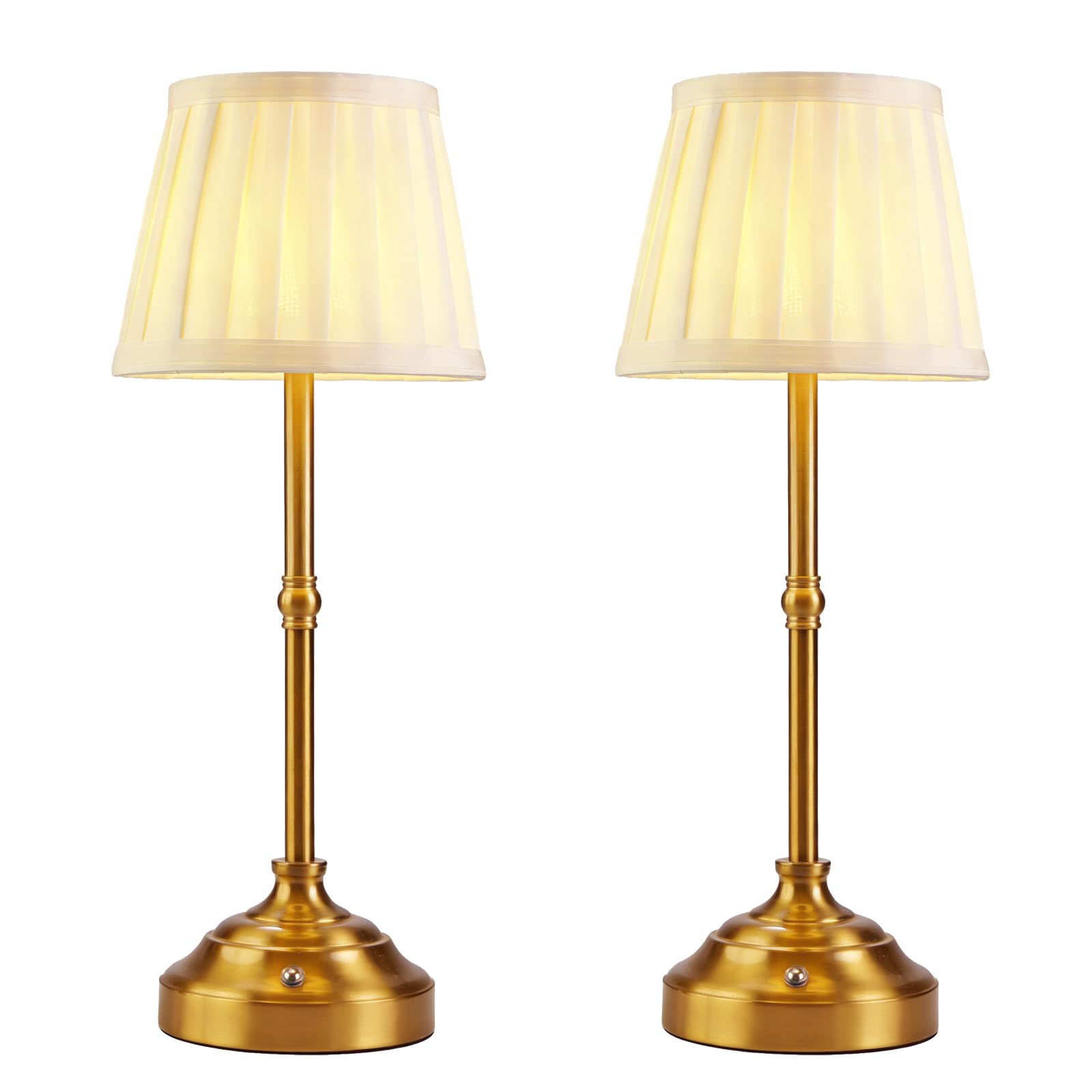 YIEONSHION 2 Pack Portables Cordless Table Lamp, Fabric Shade Desk Lamp, Rechargeable Battery Powered Lighting, Dimmable Light f