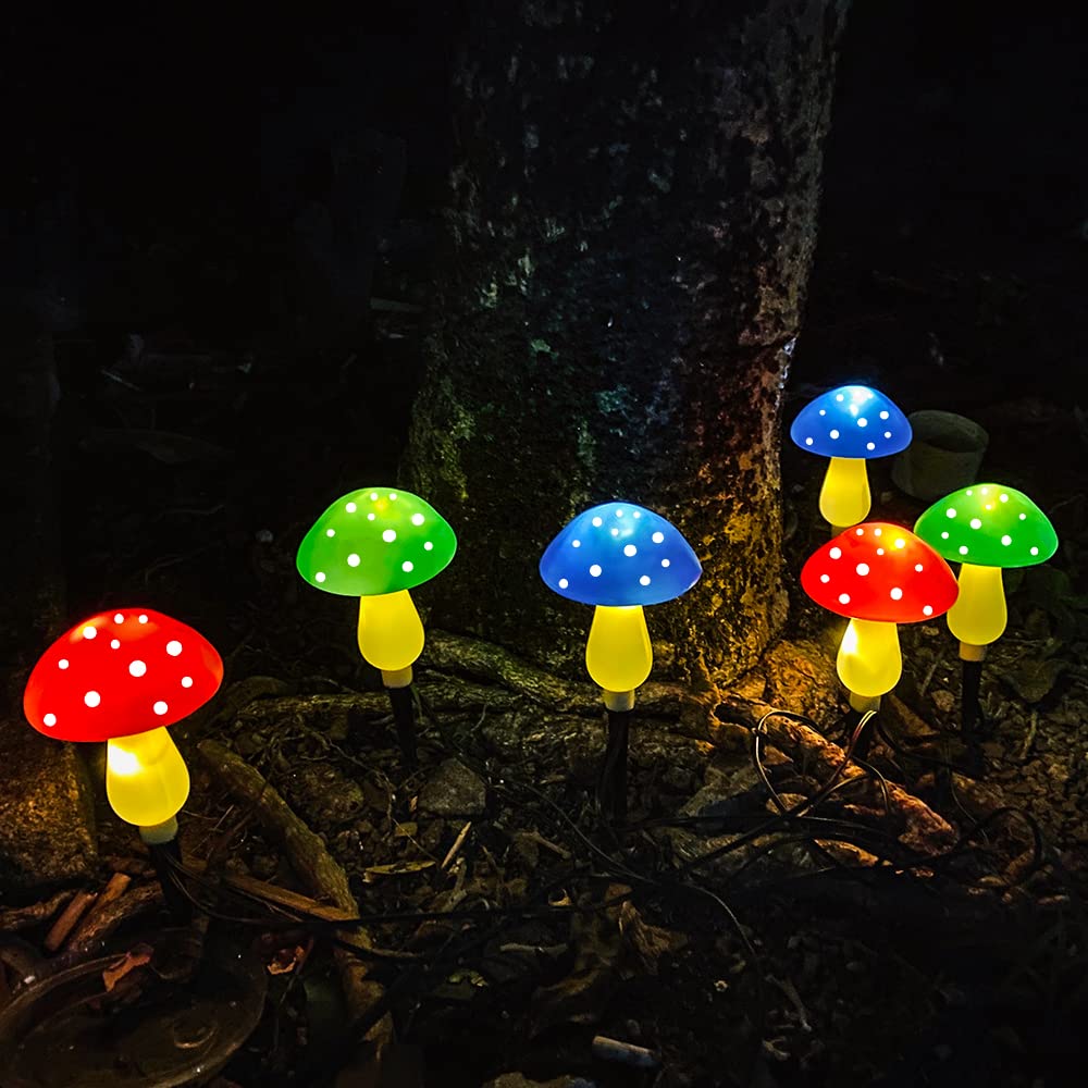 Viewpick Outdoor Solar Mushroom Lights - 8 Modes, Waterproof Garden Decor, 6 Multicolor Mushrooms