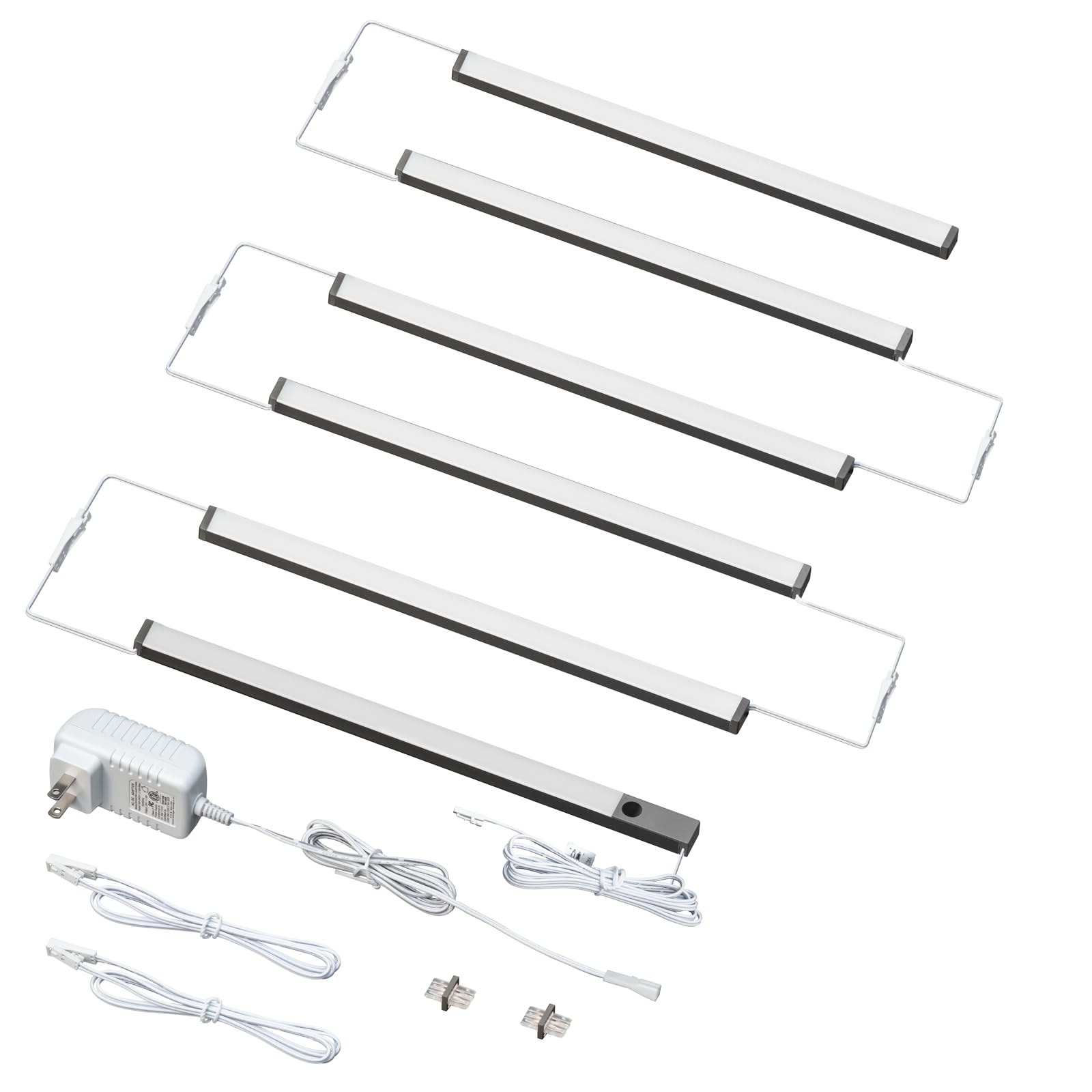 LUMILAND 6 Pcs 12-inch Led Under Cabinet Lighting Plug-in with Hand Wave  Dimmable 6000K Cold White Under Counter Lights Linkable with Memory Function for Kitchen
