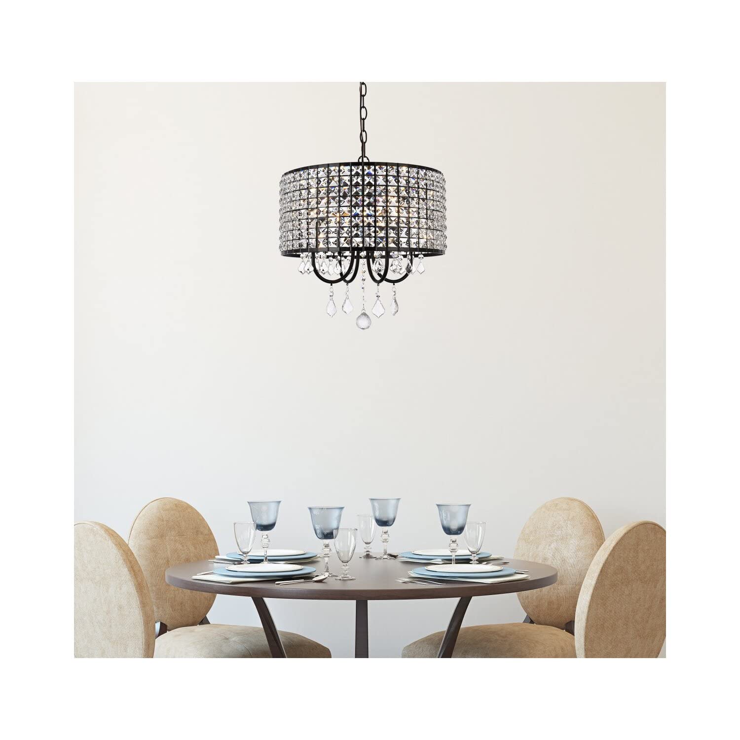 Living District Elise 4-Light Transitional Metal Pendant in Black