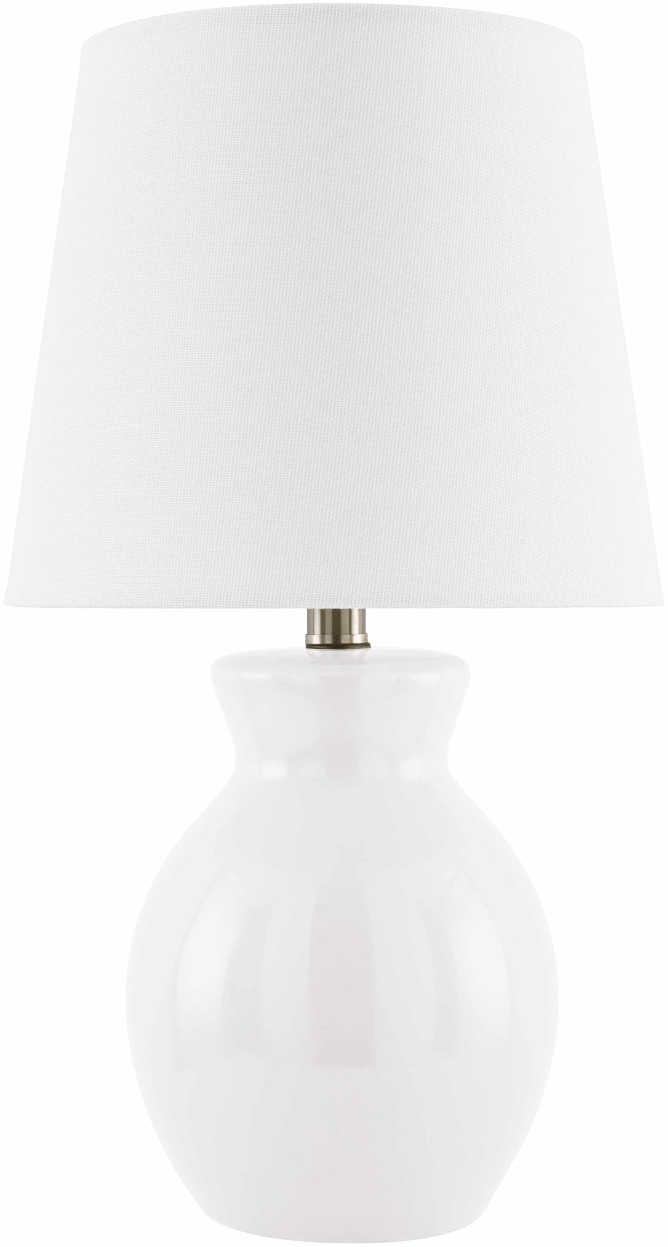 BoutiqueRugs Ceramic Bedside Table Lamp, 15inH, White, Salgareda Design, Cotton Shade, Suitable for Bedroom and Living Room