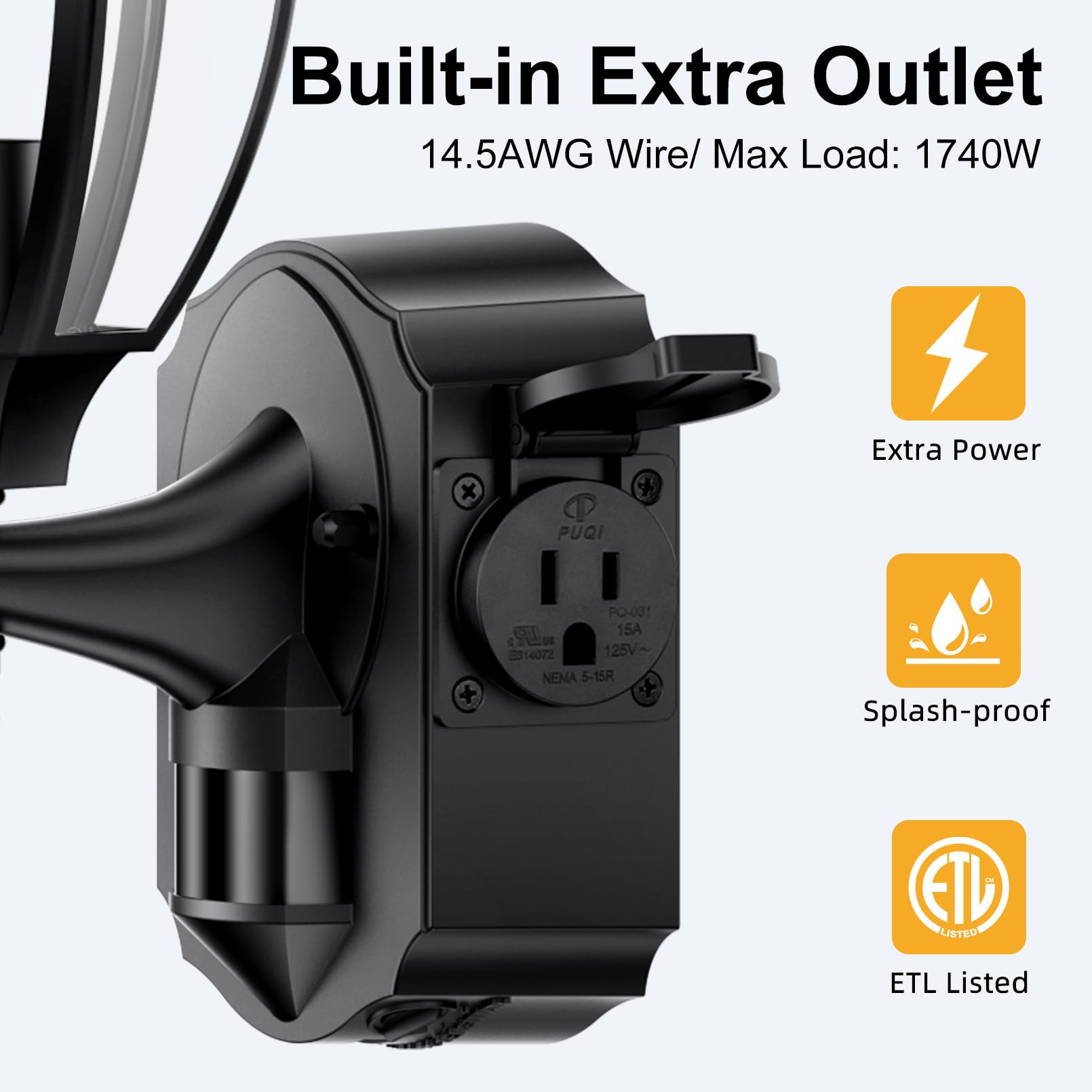 OYKYOHEI Motion Sensor Porch Lights - 2 Pack, Waterproof Aluminum, Dusk to Dawn, Black Exterior Lighting Fixtures for House Entryway and Garage