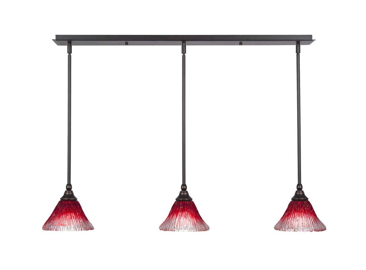 Toltec Lighting 3 Light Linear Pendalier In Dark Granite (36-Dg-756)