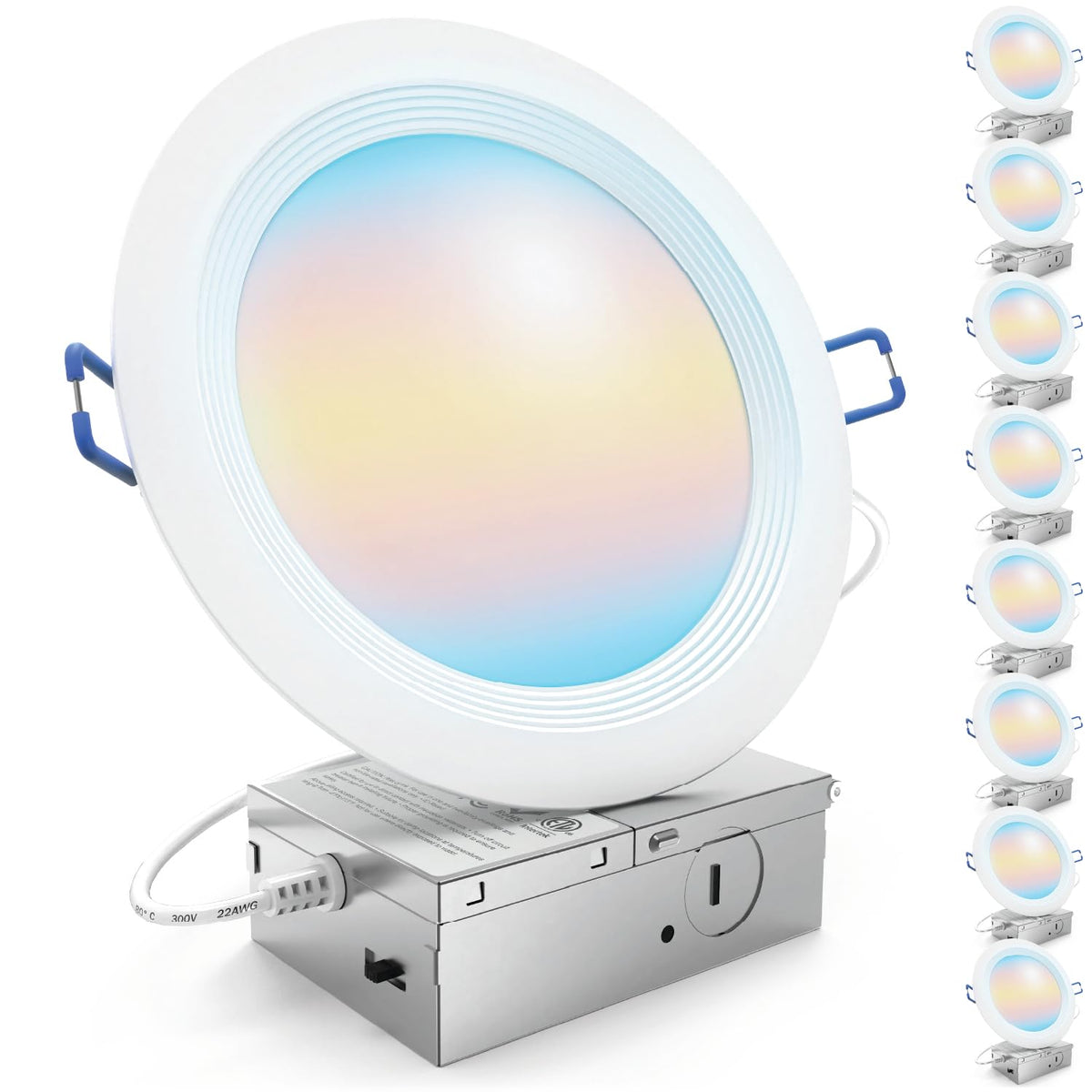 Sunco 8 Pack 6 Inch Ultra Thin Led Recessed Ceiling Lights, Canless With Metal Junction Box, Baffle Trim, 850 Lm, Selectable Cct