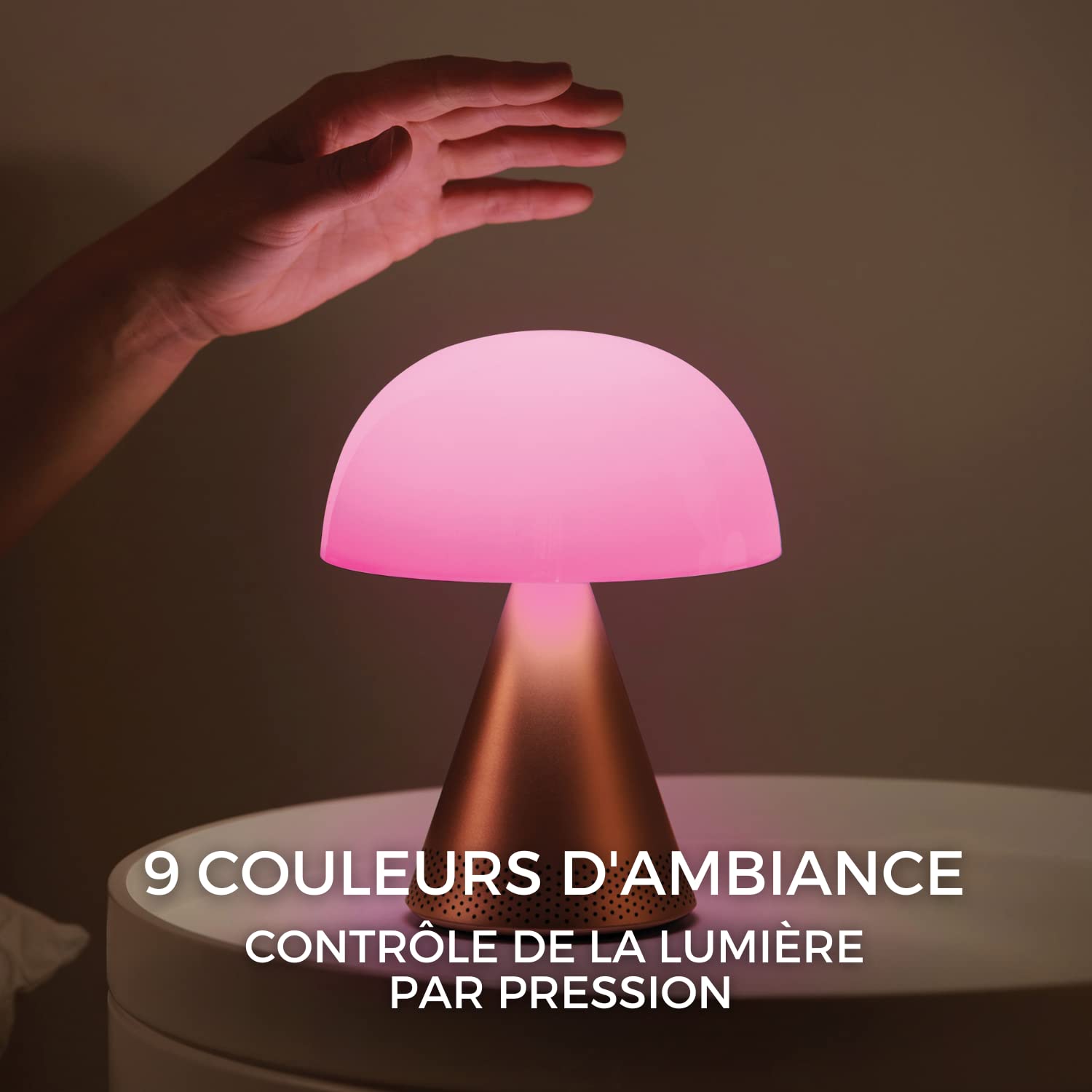 Lexon Mina L Audio Mushroom Lamp & Bluetooth Speaker, 9-LED Mood Light, Dark Blue, Model LH76MDB