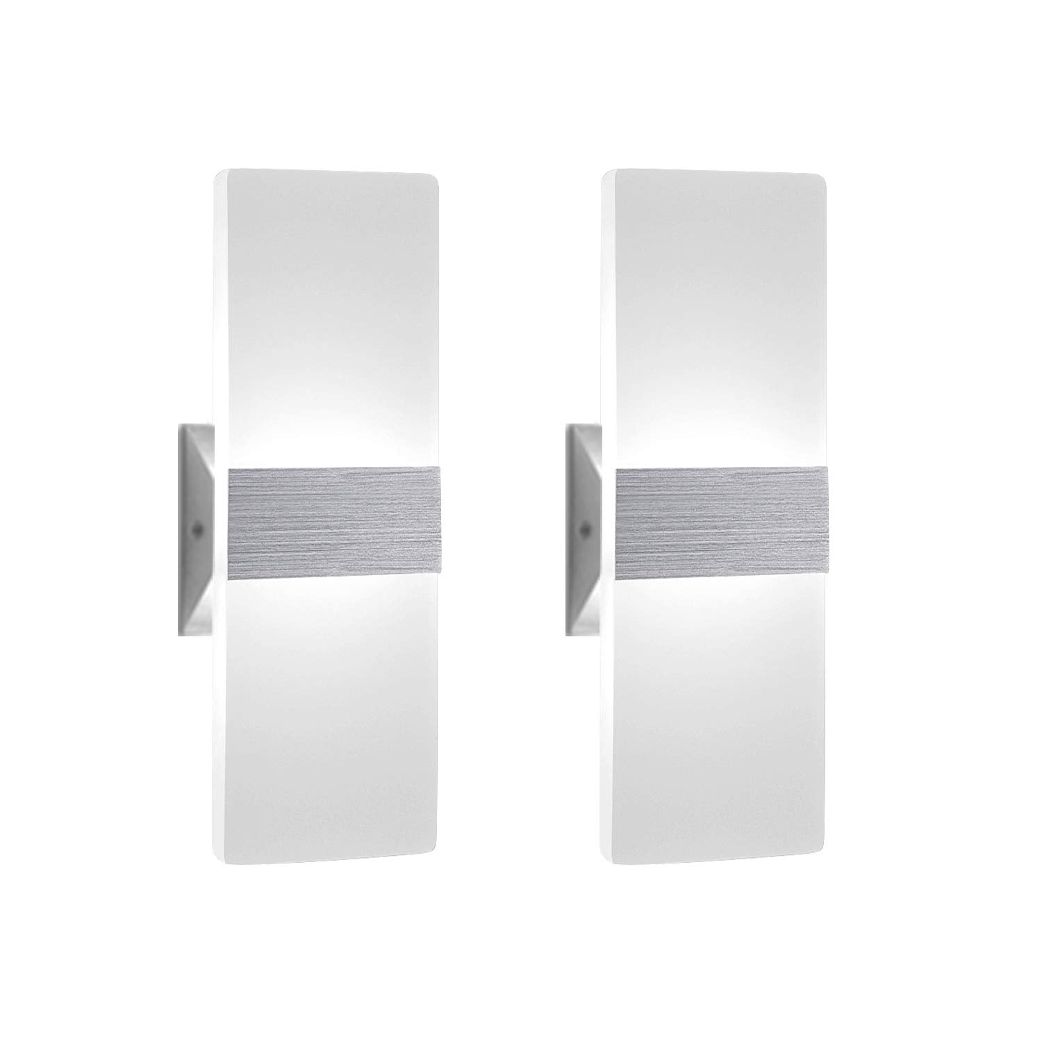 ChangM Modern Wall Sconce 12W  Set of 2 LED Wall Lamp Cool White Acrylic Material Hardwired Wall Mounted Wall Lights