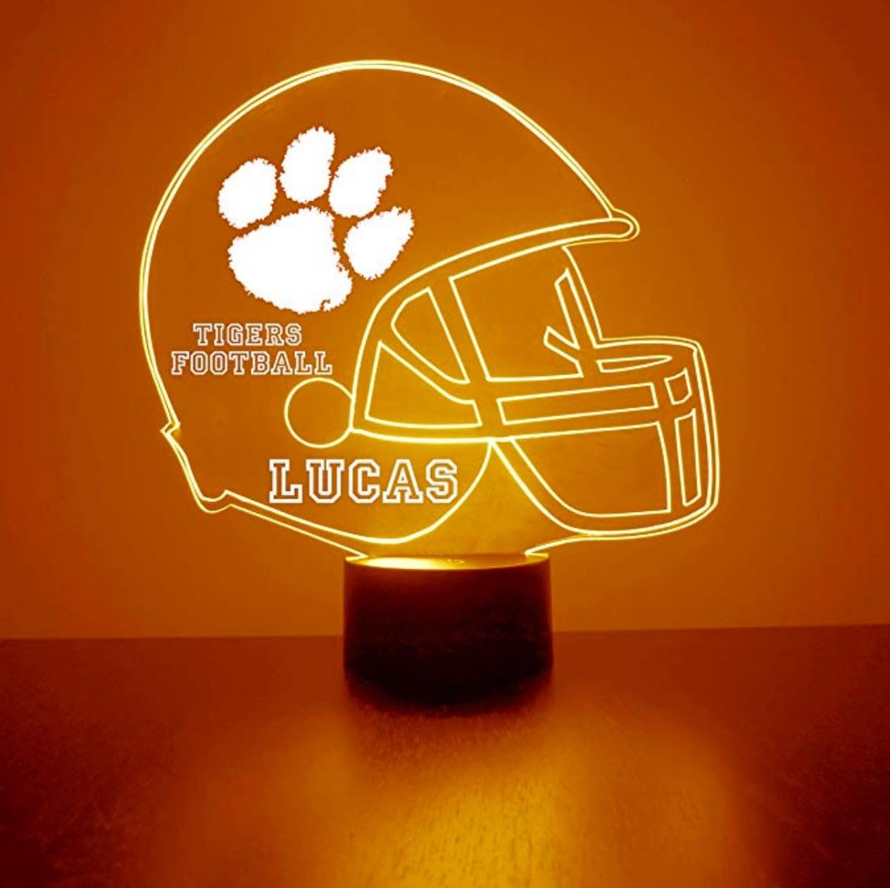 Custom Clemson University Tigers Football Helmet Led Sign Night Light Lamp With Remote And Personalized Name Or Image  Officially Licensed From The Clc By Mirror Magic Gifts  Made In The Usa