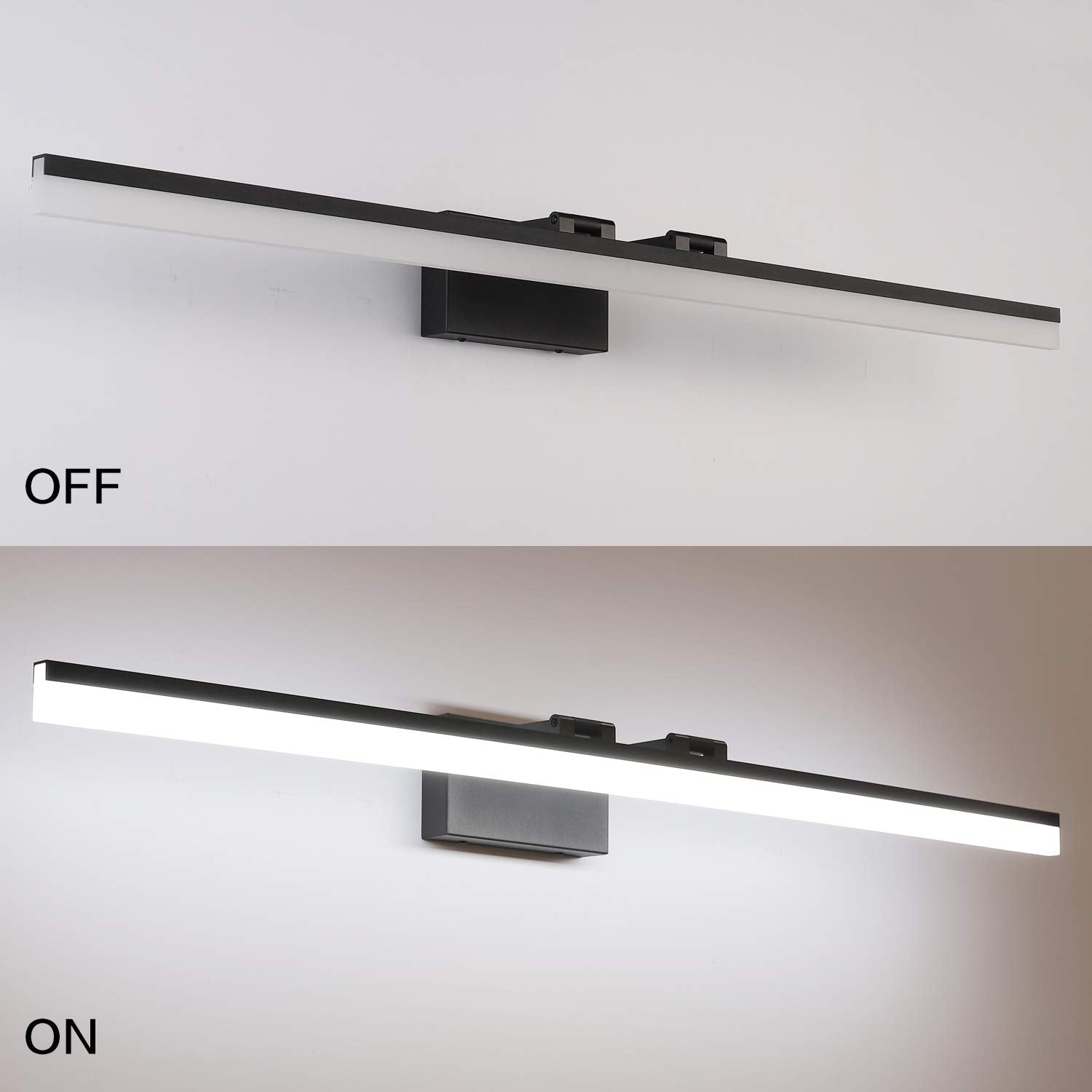 SOLFART Dimmable LED Vanity Light Fixture, 47.2 inch, Black, Aluminum & Acrylic, Model 8778-1200mm-6000K