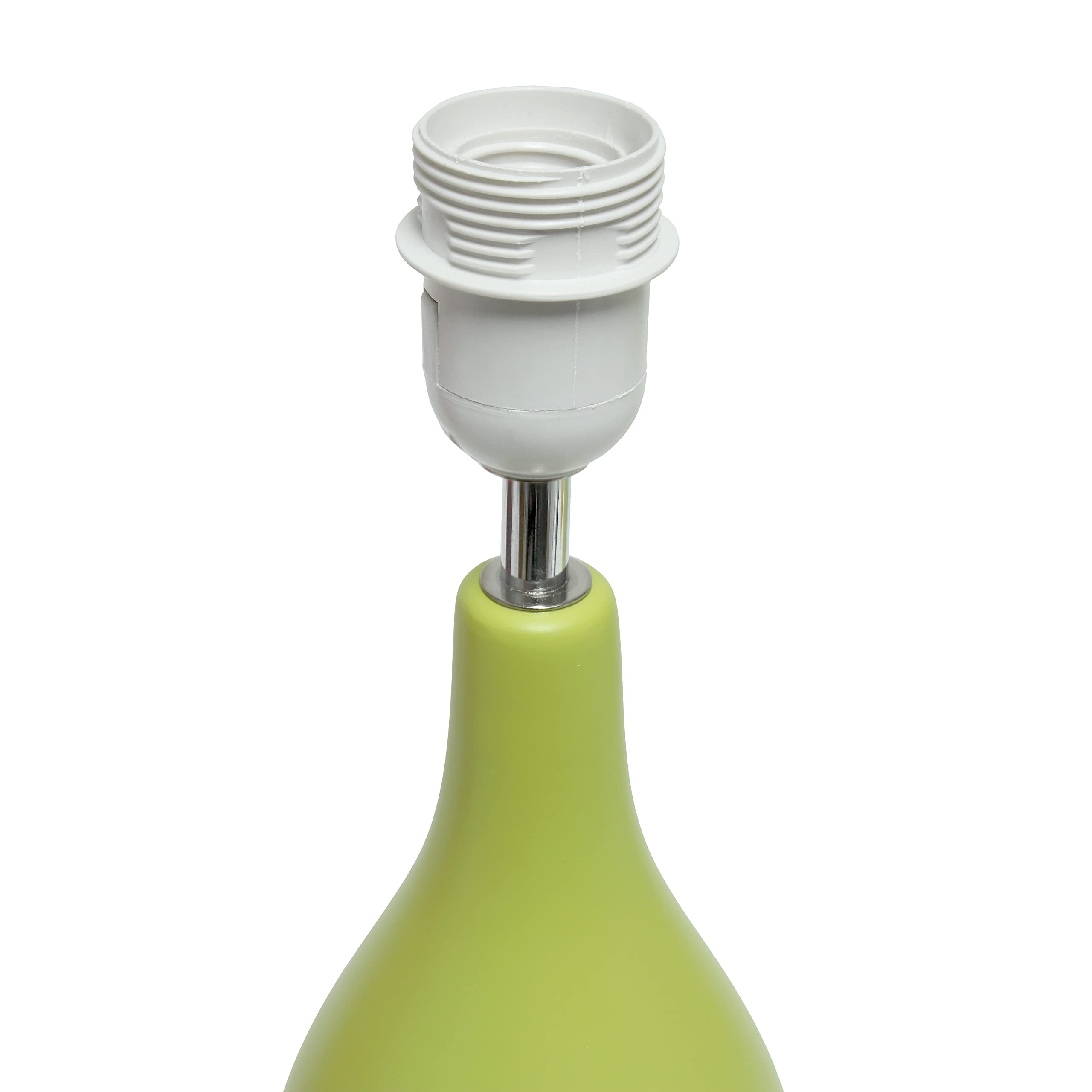 Simple Designs Lt2002-Grn Oval Bowling Pin Base Ceramic Table Desk Lamp With Matching Fabric Shade, Green 9.45 X 9.45 X 18.11