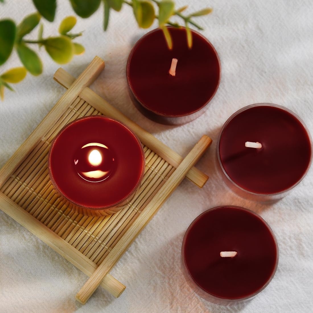 DEYBBY Scented Tealight Candles, 12 Pack Soy Wax, Clear Cup, Apple Cinnamon, Up to 4 Hour Burn Time