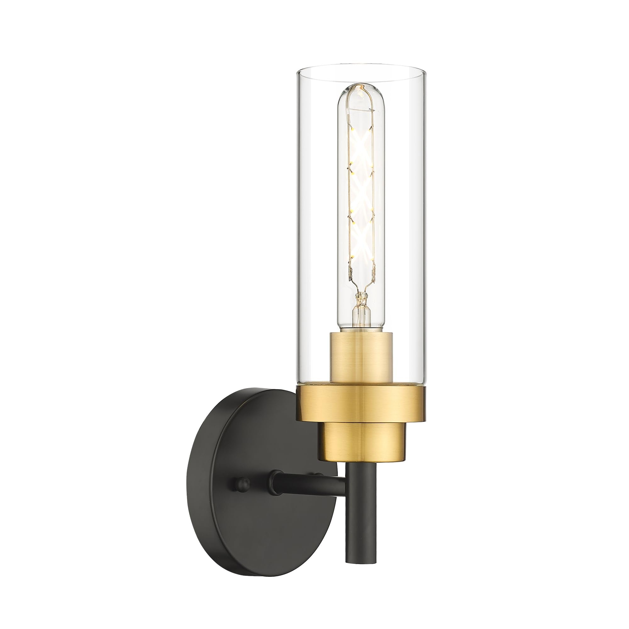 Emak Black And Gold Sconces Wall Lighting, Modern Vanity Lights With Clear Glass Shade, Wall Sconce For Bathroom, Bedroom, Livin