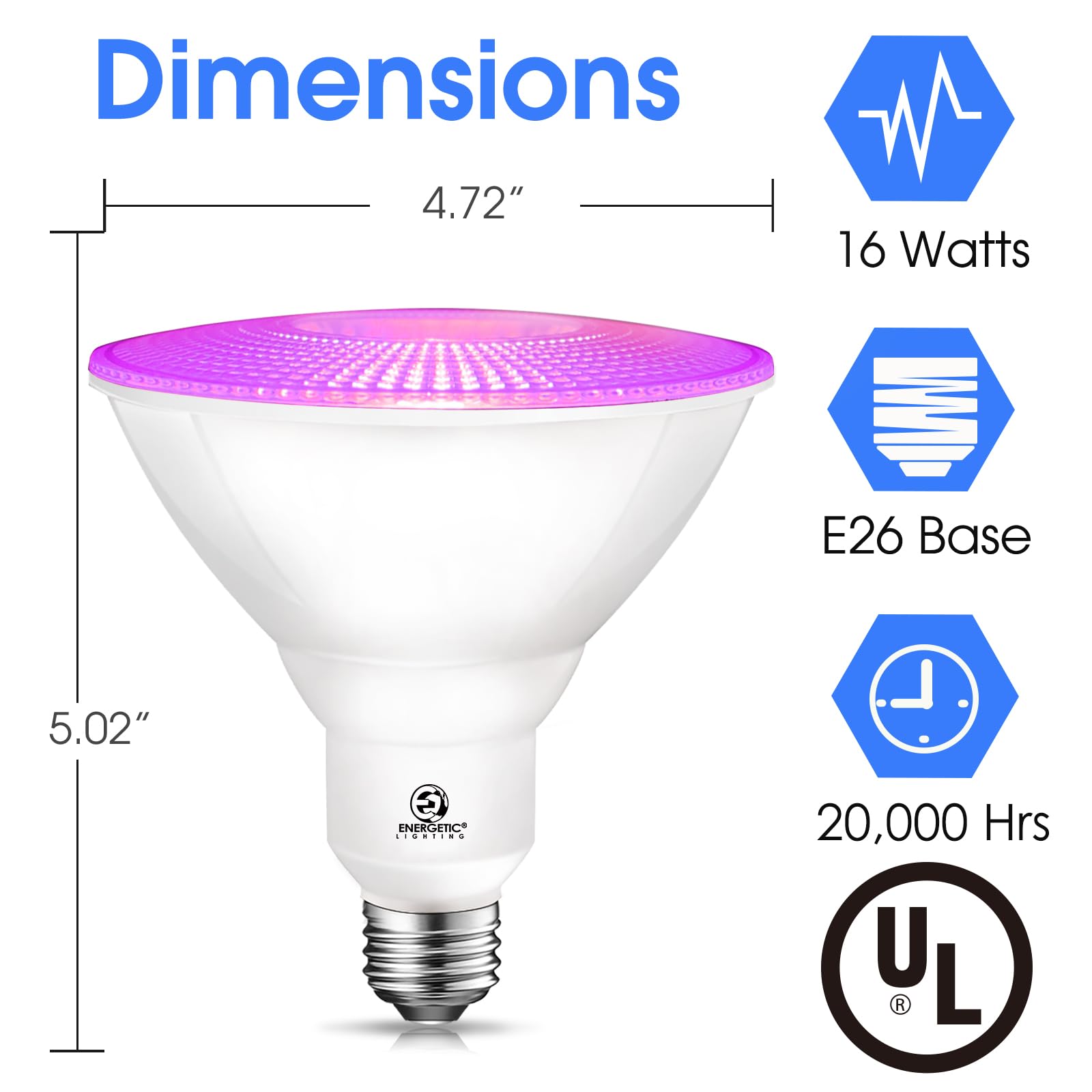 Energetic Purpule Par38 Led Flood Outdoor Light Bulb, 16W (90Watt Equi.), Dimmable, E26 Base, For Christmas Halloween Thanksgivi