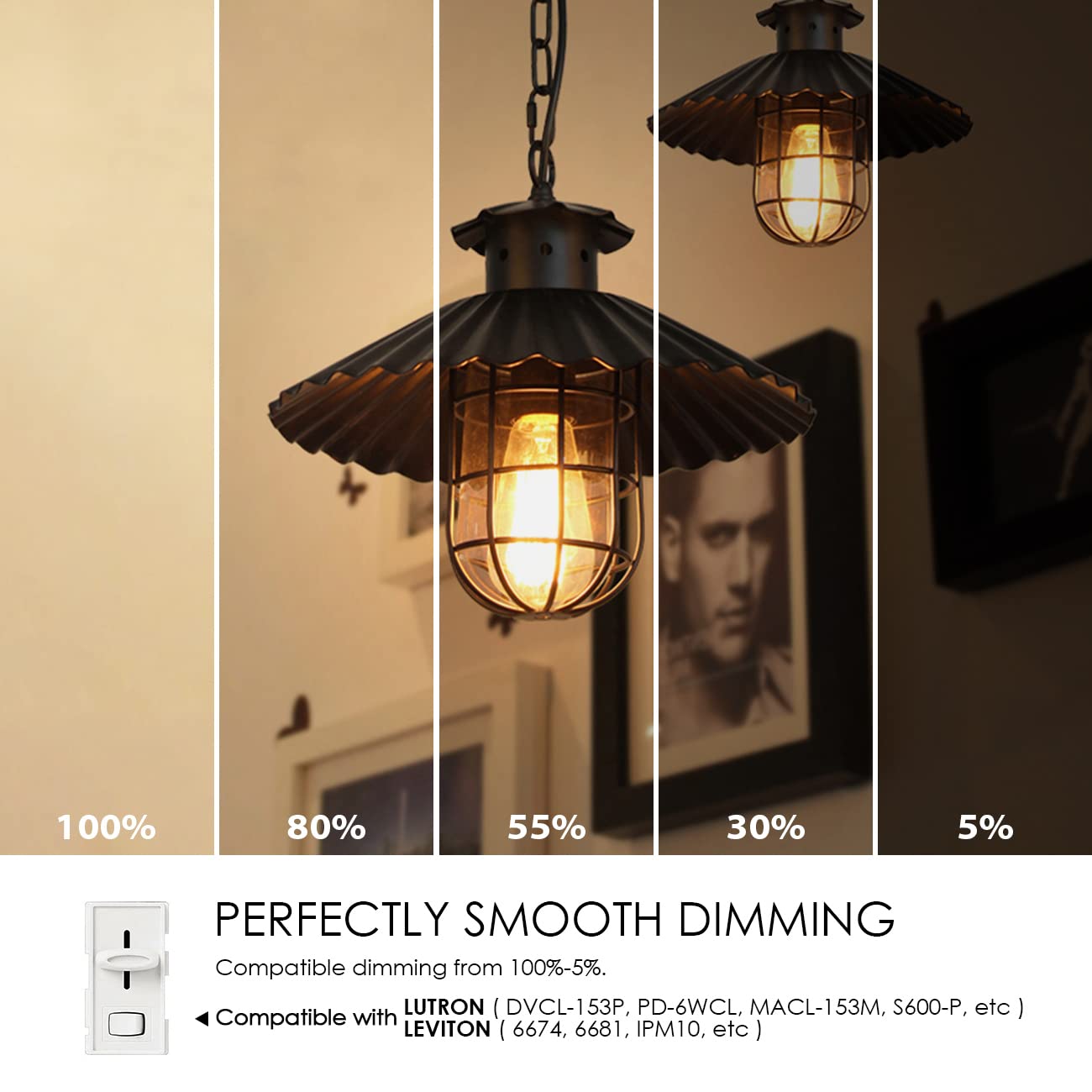 LVWIT Vintage LED Edison Bulbs 75W Equivalent Dimmable 11W 1100LM 6 Pack Clear Glass 2700K Warm White