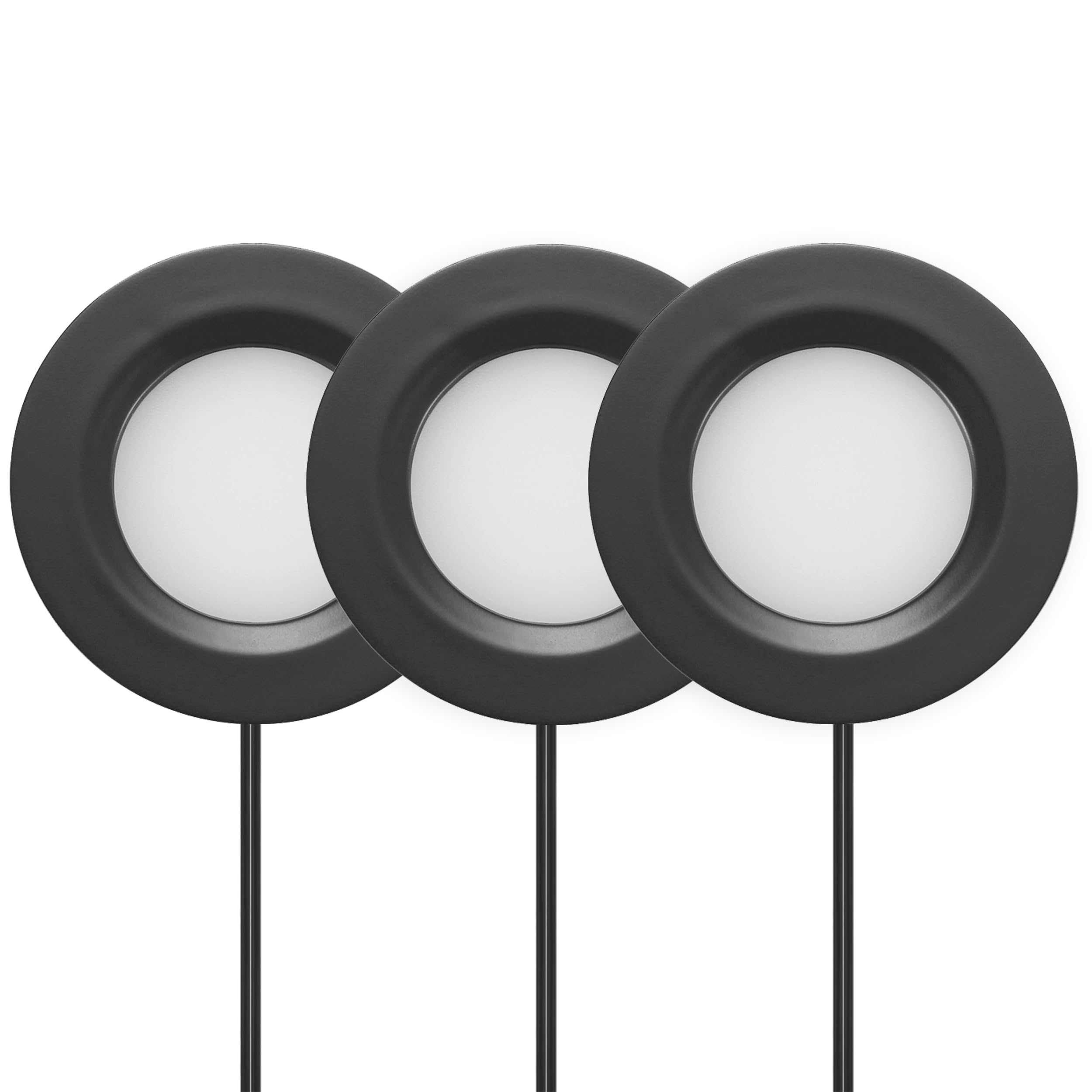 Getinlight 2.75 Wide 3000K Dimmable Led Puck Lights Kit, Plug-In Installation With Recessed Or Surface Mounted, Black Finished,