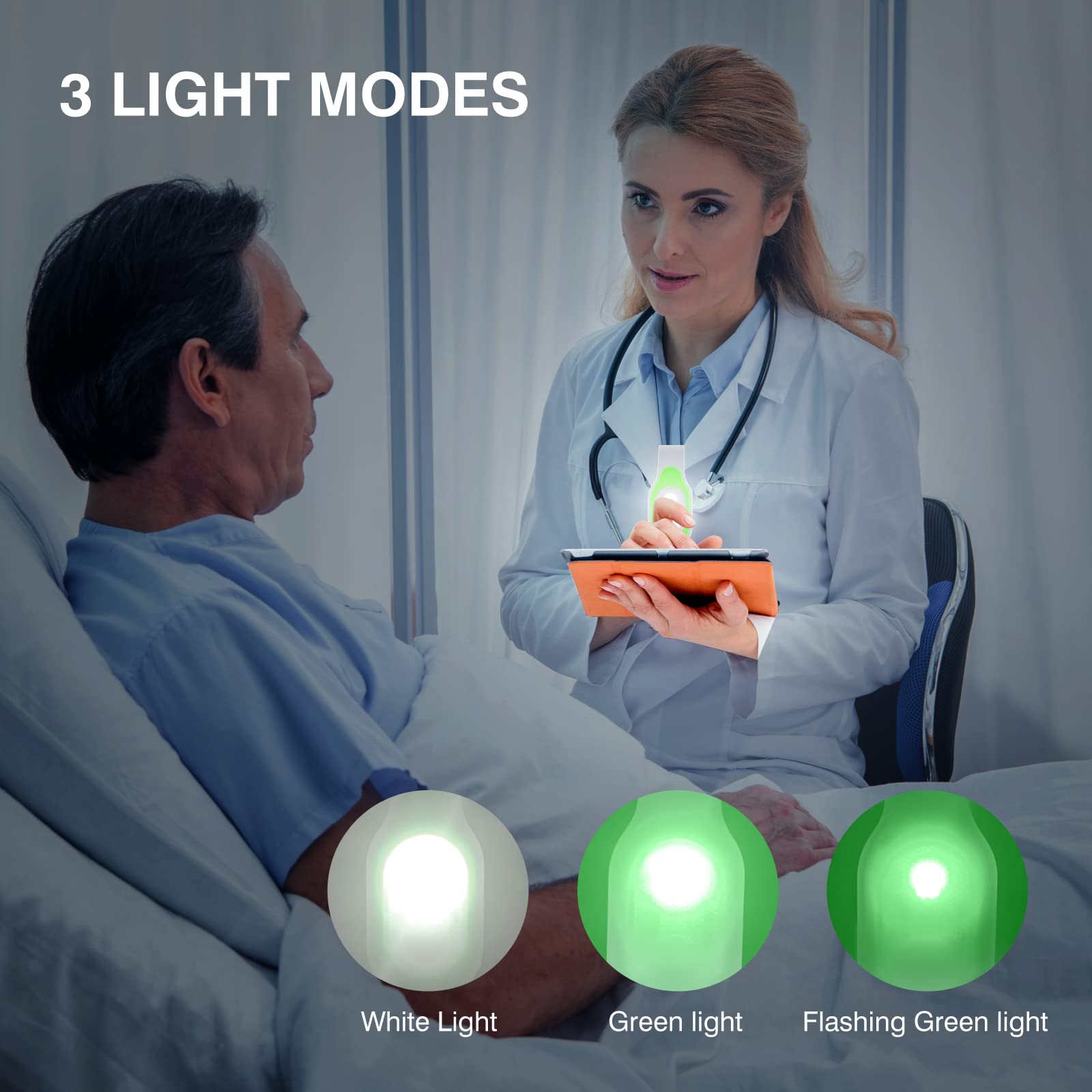 Mayaugst Nursing Night Light Clip-On LED Flashlight Rechargeable Green - Model MA-Nurse Light-001
